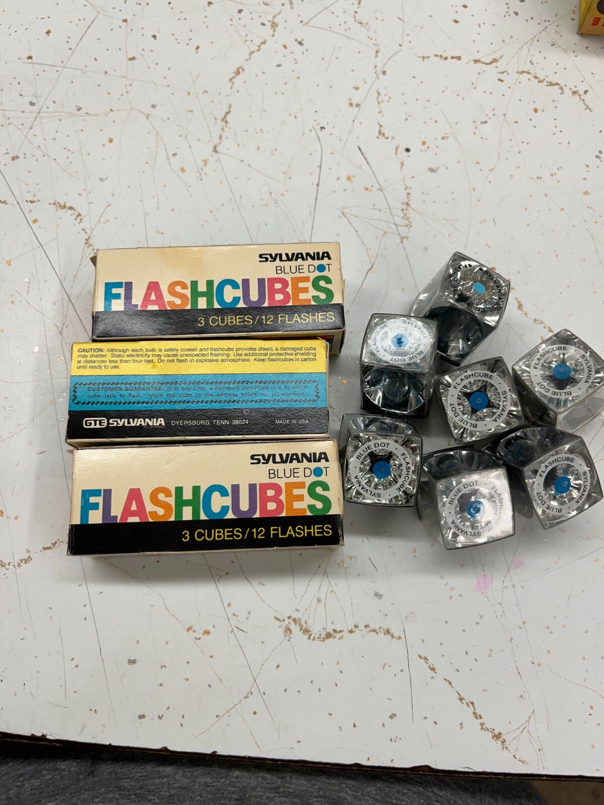 Sylvania Blue Dot Flash Cubes Pack Of 3 Vintage Lot Of 16
