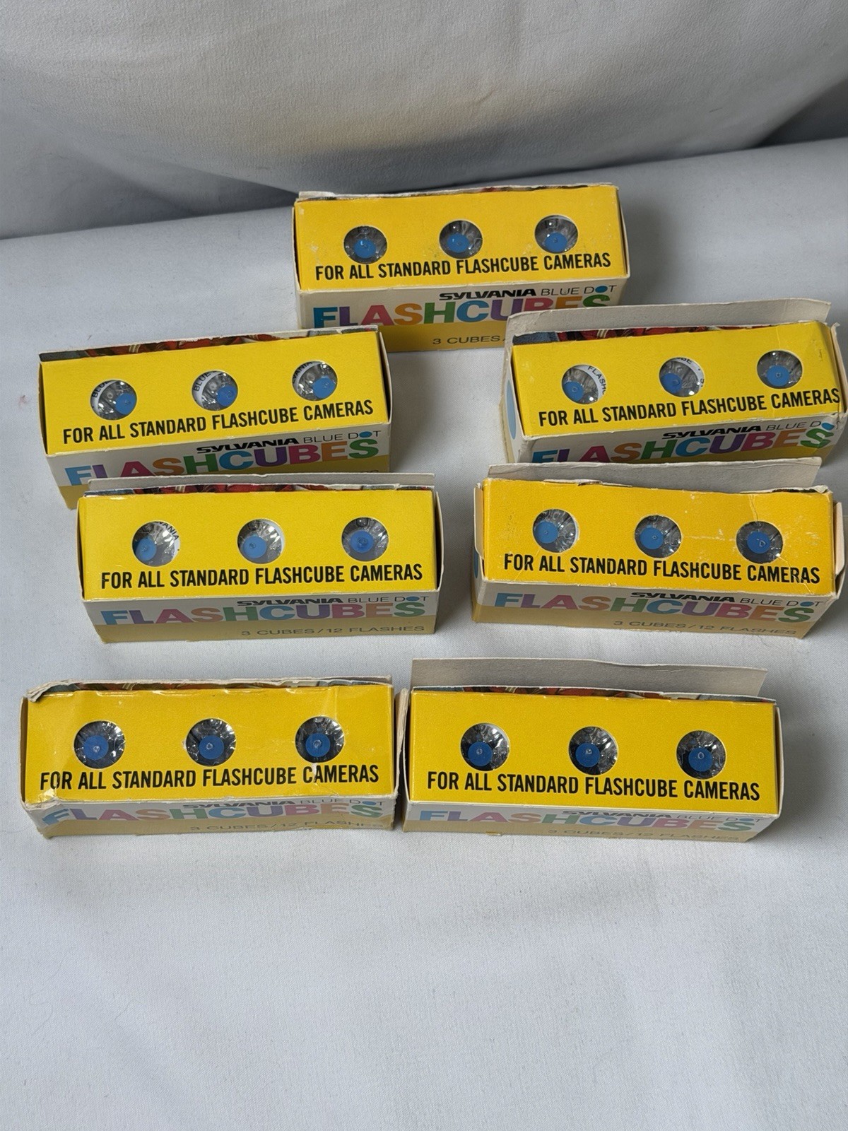 VINTAGE Sylvania Flash Cubes Blue Dot Pack of 3 – 7 Boxes 84 Flashes New!