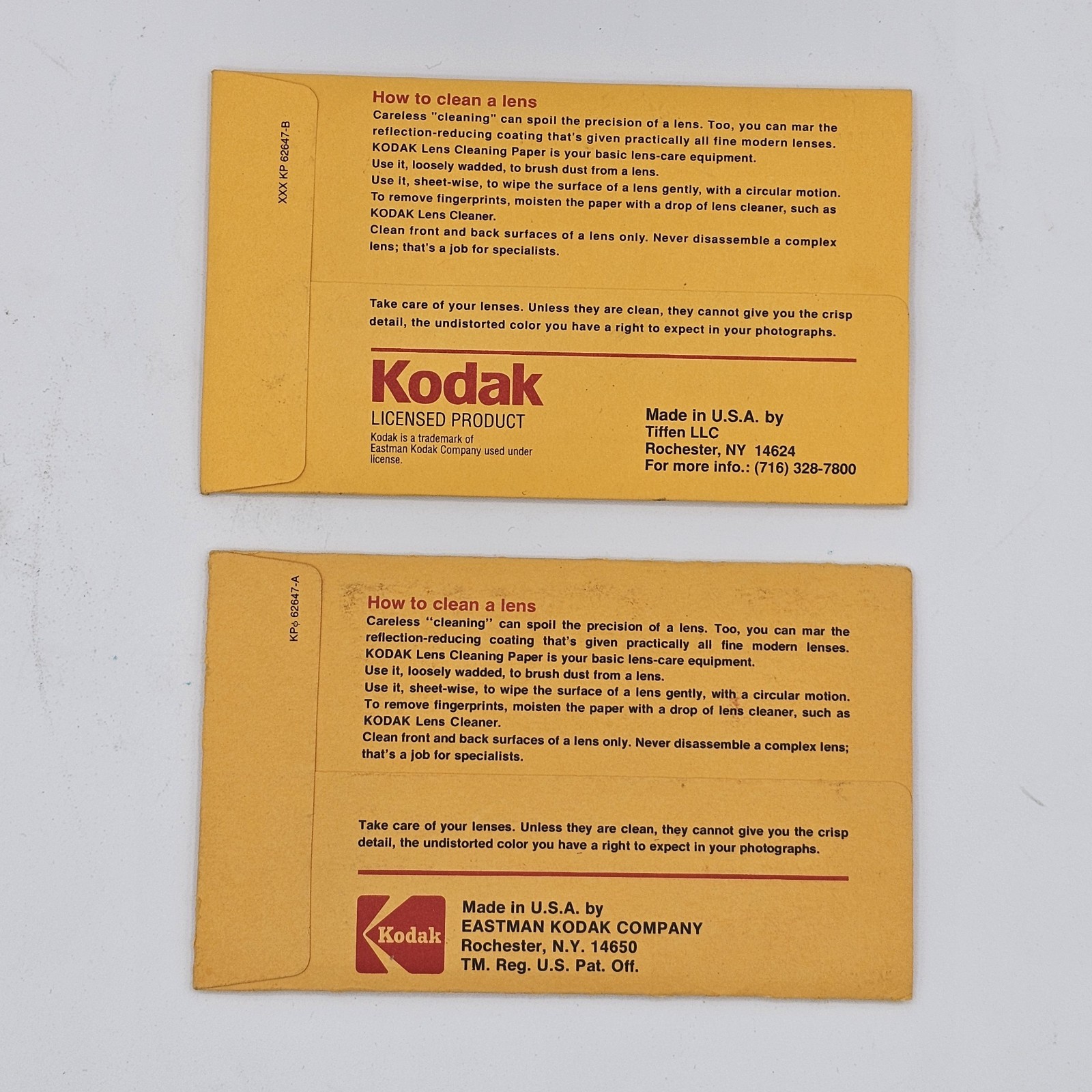 Vintage Kodak Lens Cleaning Paper 50 Sheets Lot(2) Camera Ephemera Opened/Unused
