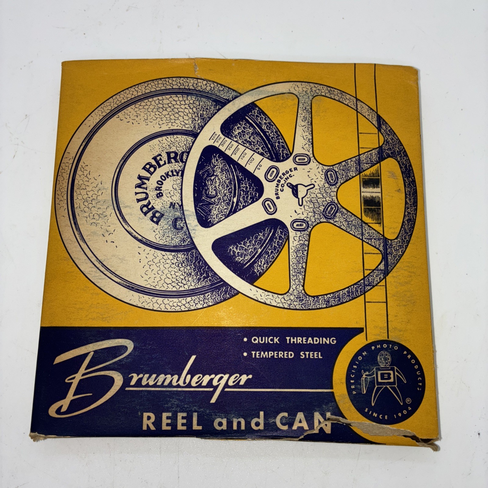 Vintage Metal Brumburger Co. Inc 8mm – 400 Ft. Film Reel & Canister Brooklyn NY