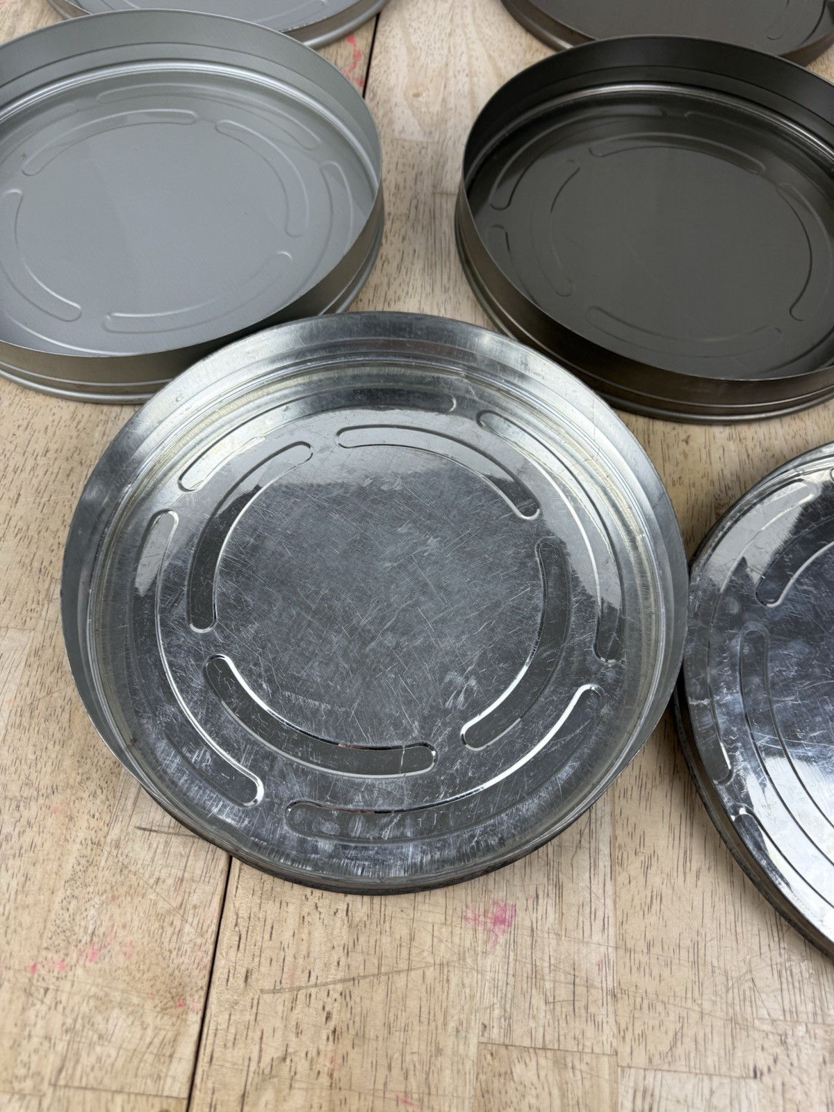 Lot of 3 Empty 16mm Metal Movie Film Canister Cans 10.5″ No Reels