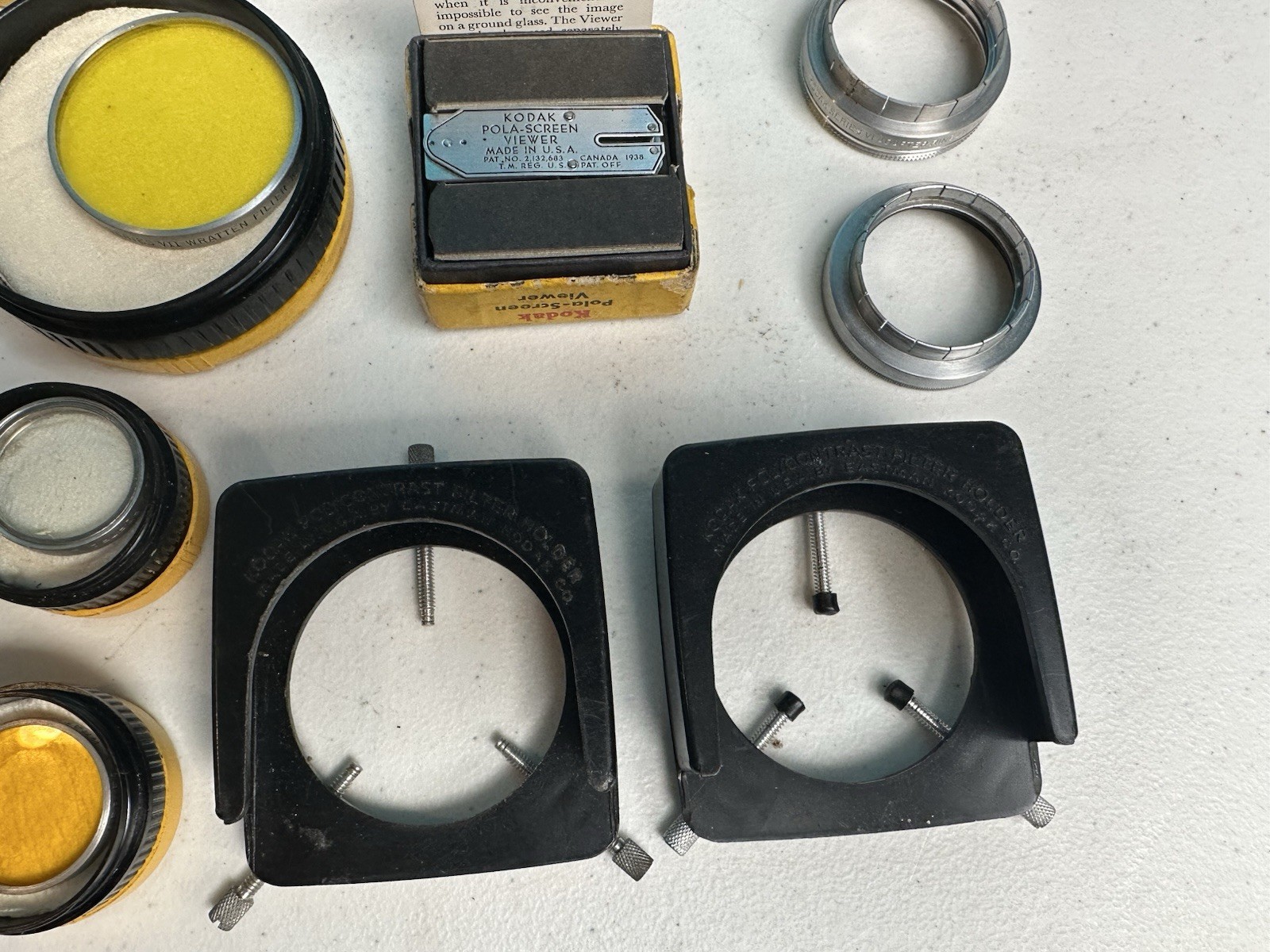 Vintage Kodak Ednalite Optical Filter Lot w Holders Rings Pola-Screen Viewer