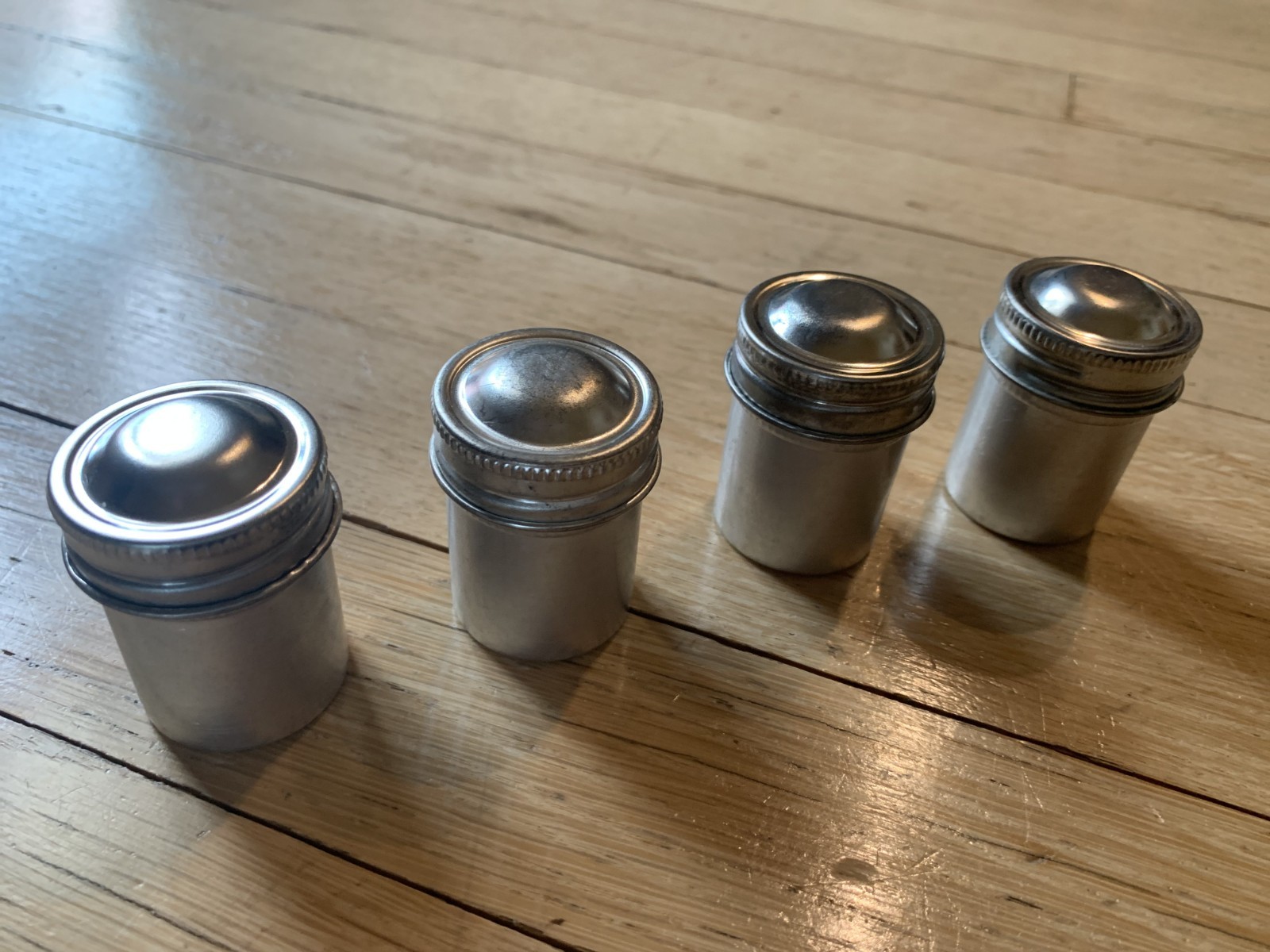 Set Of 4 Vintage 35mm Metal Camera Film Canister Tins