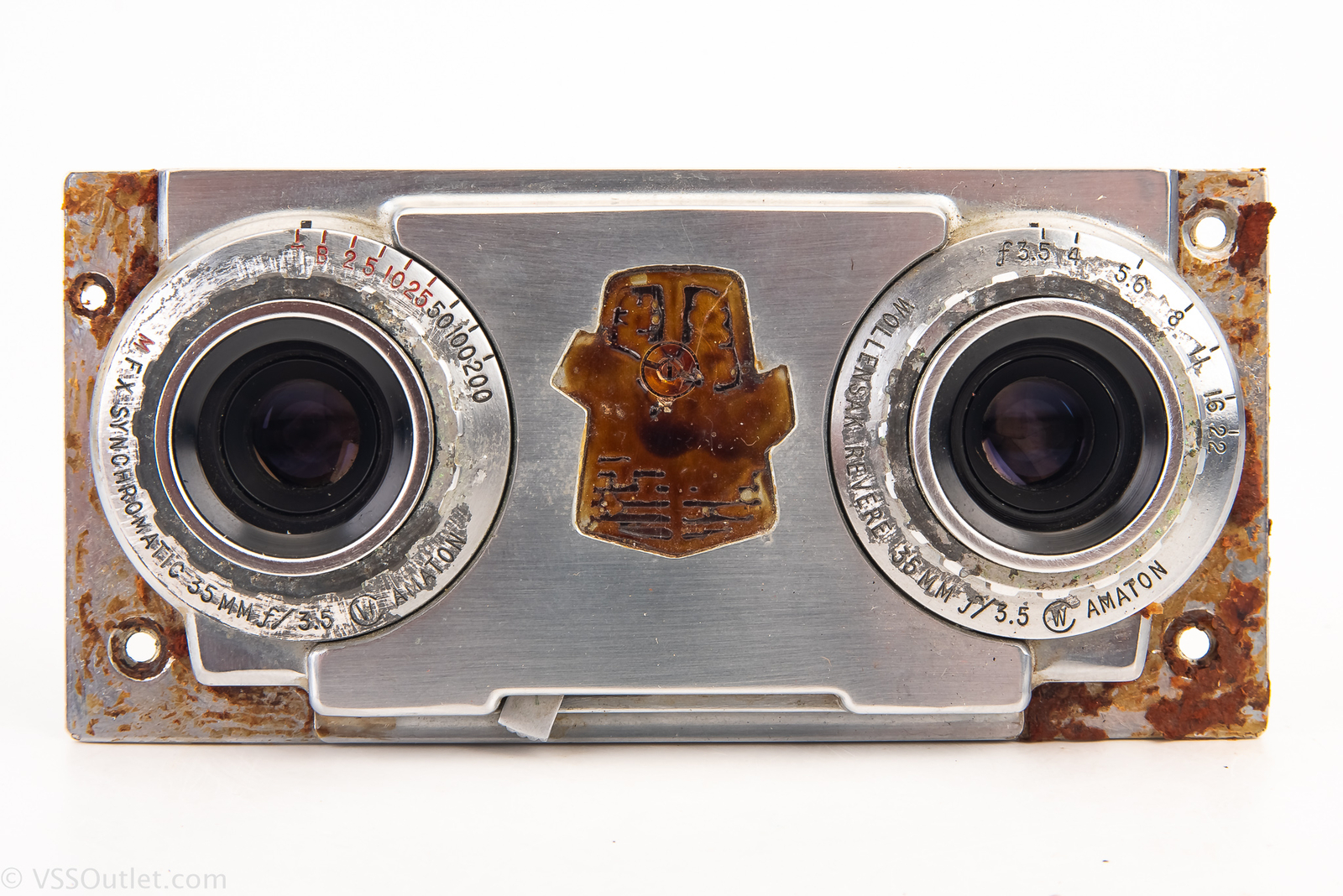 Revere Stereo 33 Camera Twin Amaton 35mm f/3.5 Lens & Shutter Assembly AS-IS V24