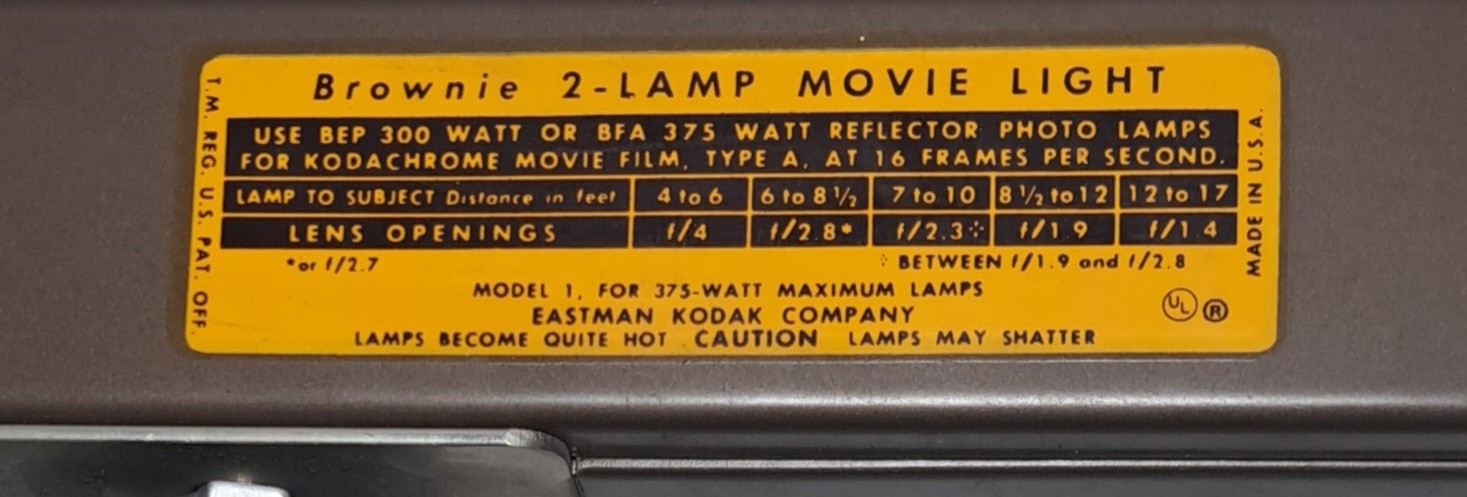 Kodak Brownie 2-Lamp Movie Light Eastman Model 1 PARTS Untested Vintage