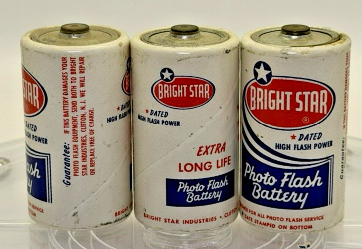 Vintage Bright Star Photo Flash Battery Size D No. 10P Lot of 3 Dated 12-64 USA