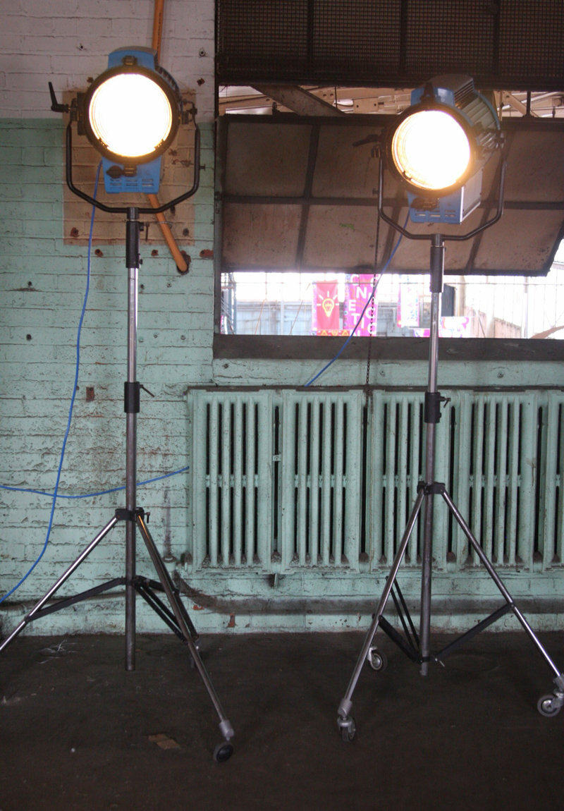 Arri production lights on stand, hollywood movie set, tv for home decor, lamp