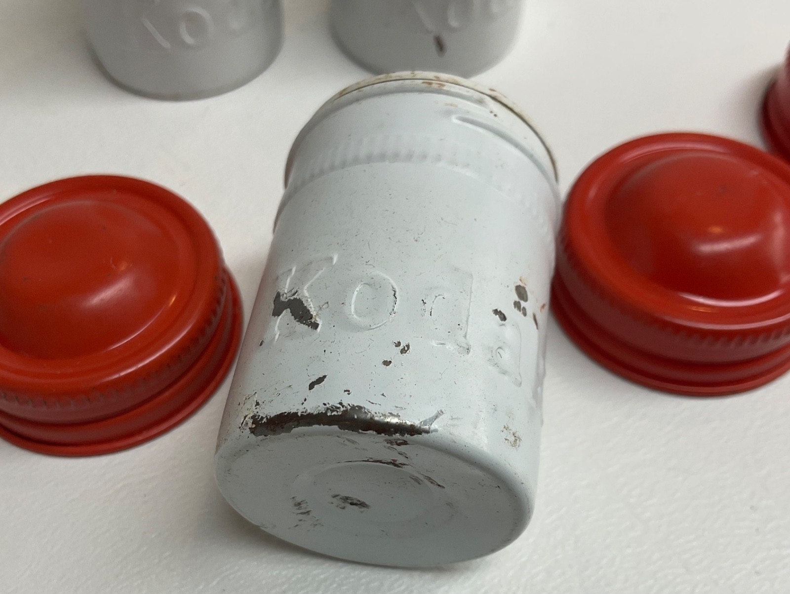 VTG Lot of 3 Kodak 35mm Film Roll Embossed Container Metal Tin Can Canister