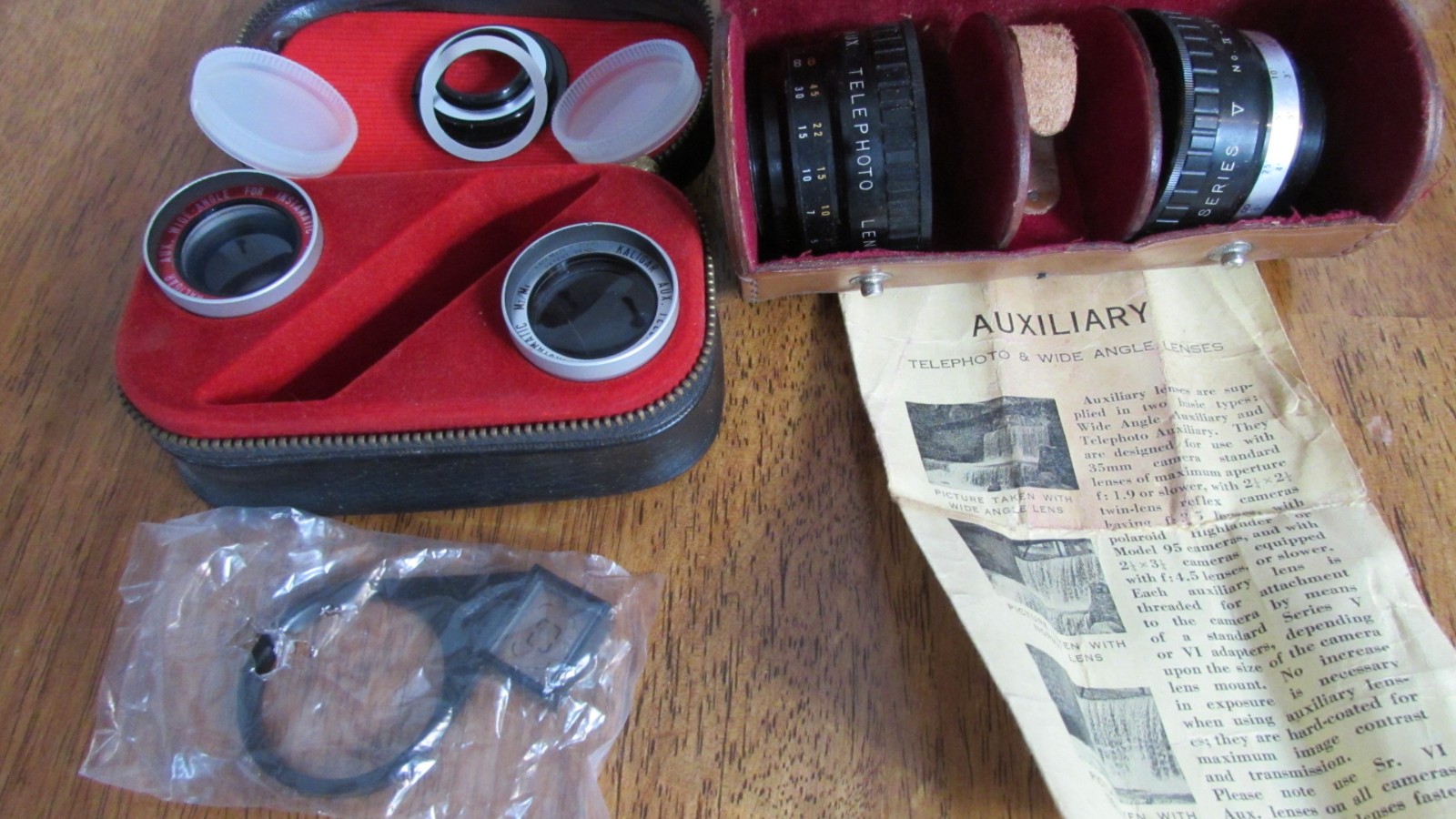 Vintage Camera Accessories Lot Lenses Parts Mixed Alpex Kaligar Kodak Vemar