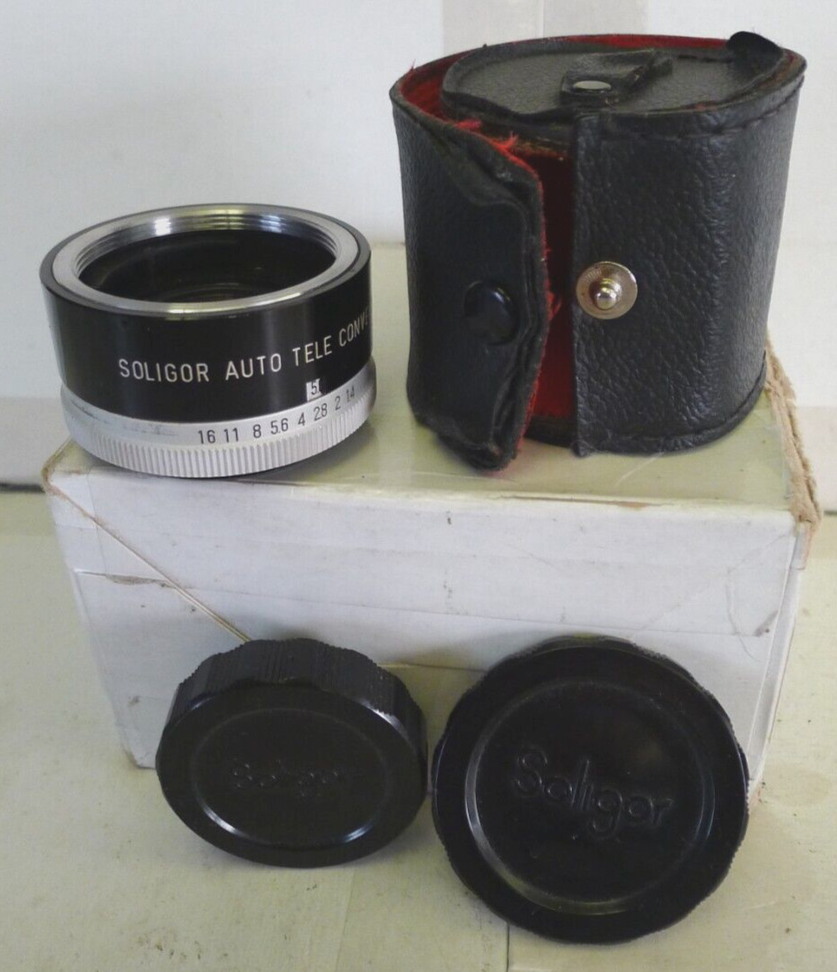 Soligor Auto Tele Converter 2X w/ Case & Both Lens Caps – To Fit Pentax -Japan