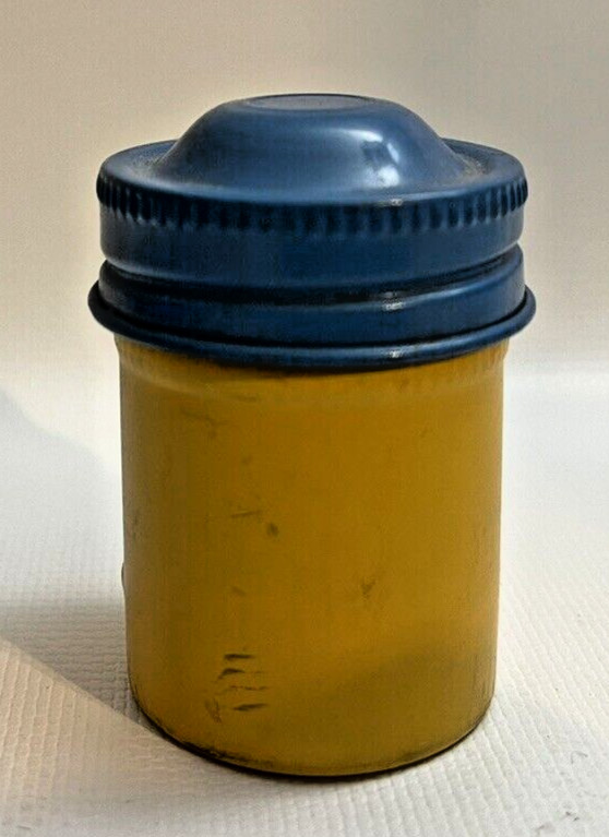 Kodak Empty Metal 35mm Film Canister (Yellow w/Blue Top) for Ektachrome Film