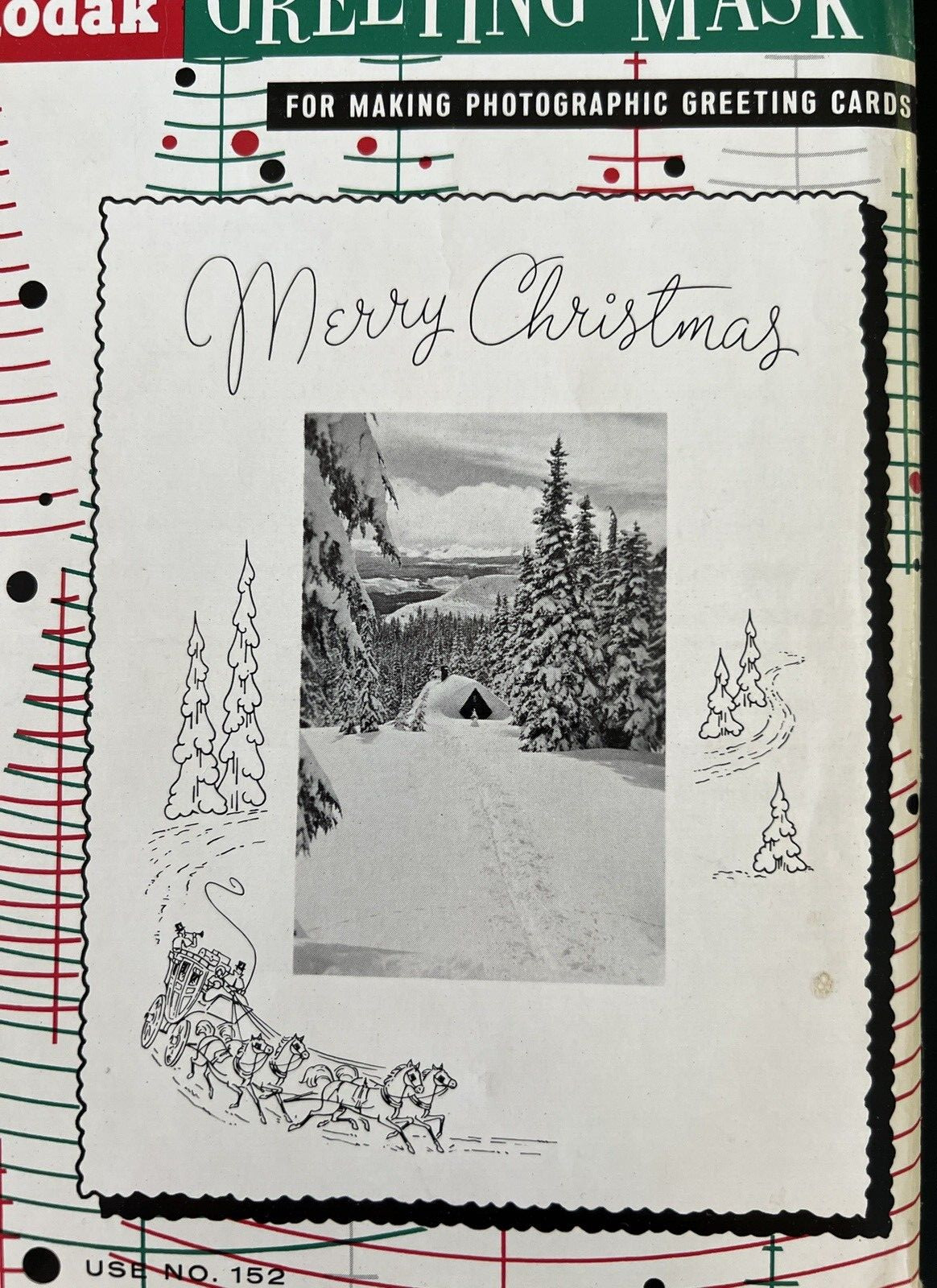 Kodak Greeting Negative Mask No 47:1V 620 Vintage Kit Christmas Greeting Cards