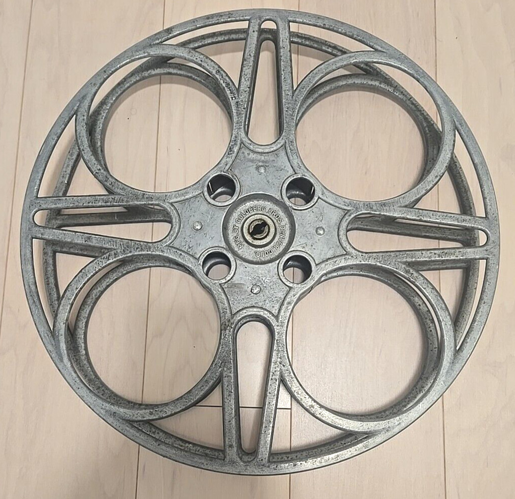Vintage Goldberg Brothers 15″ 35MM 2000 Feet Aluminum 6 Hole Movie Film Reel