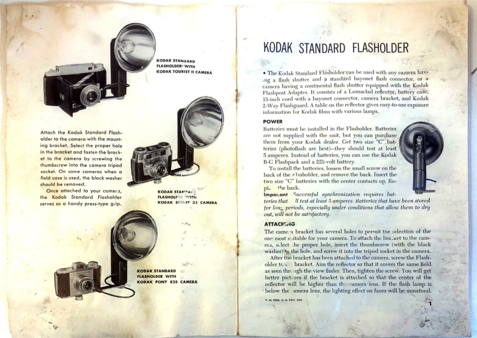 Vintage Kodak Standard Flasholder with Kodak Flashpack, manual, box