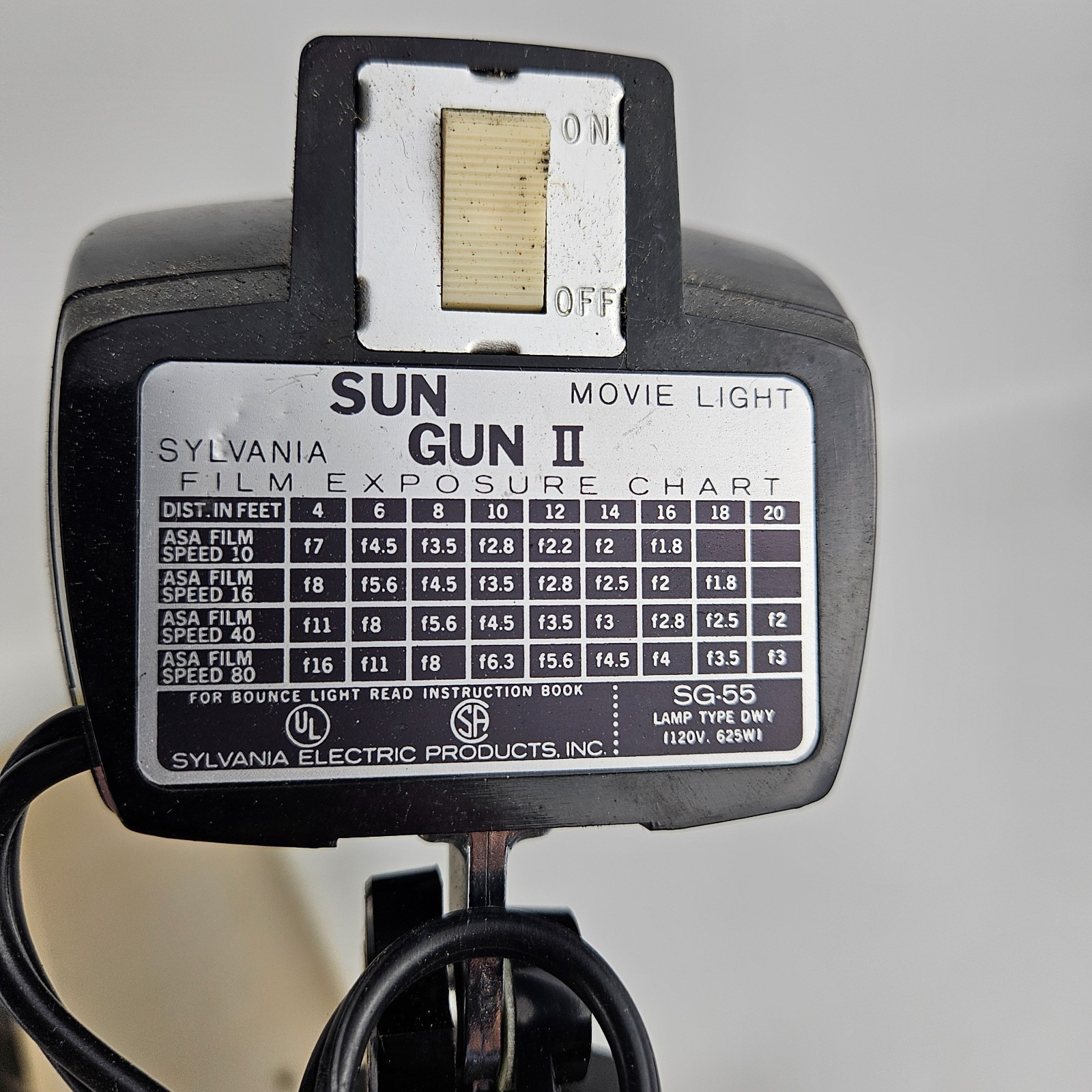 Vintage Sylvania Sun Gun II Movie Light SG-55 W/Original Box, Manual & Working