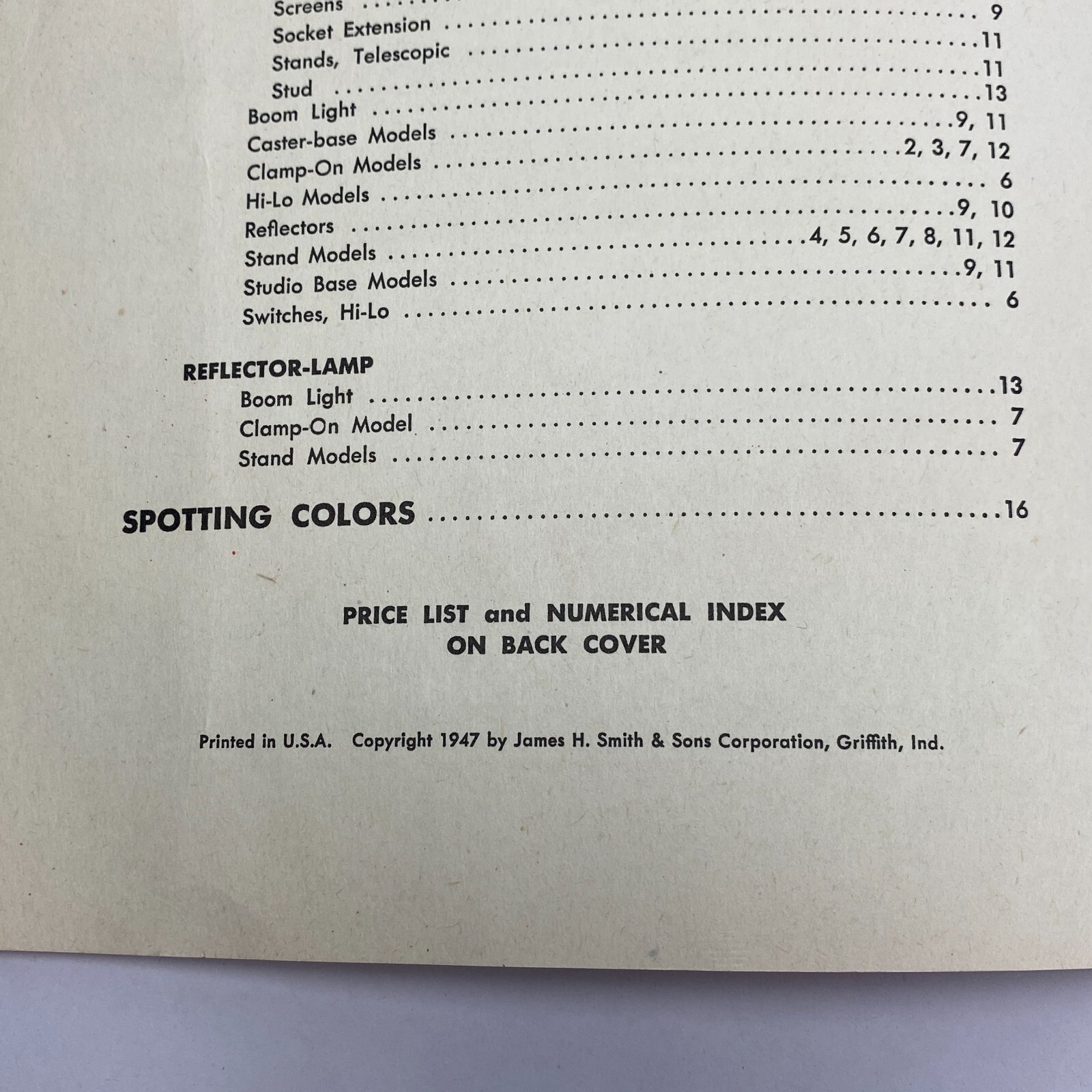 1947 Victor Photographic Book Lighting Equipment Supplies Smith Sons Griffith IN