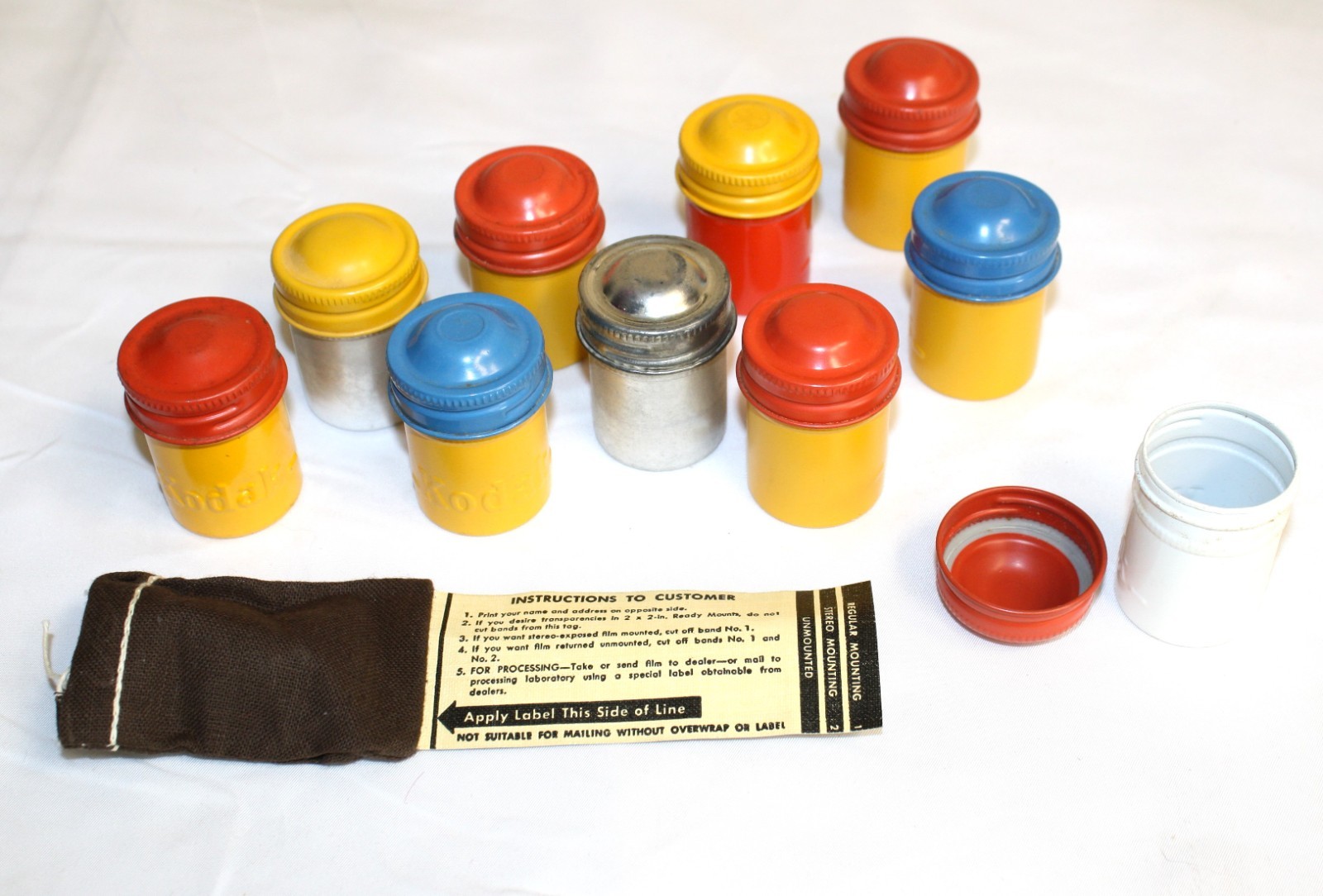 Lot of 10 Vintage KODAK & 2 unmarked) Metal 35mm FILM CANISTERS Containers Nice!
