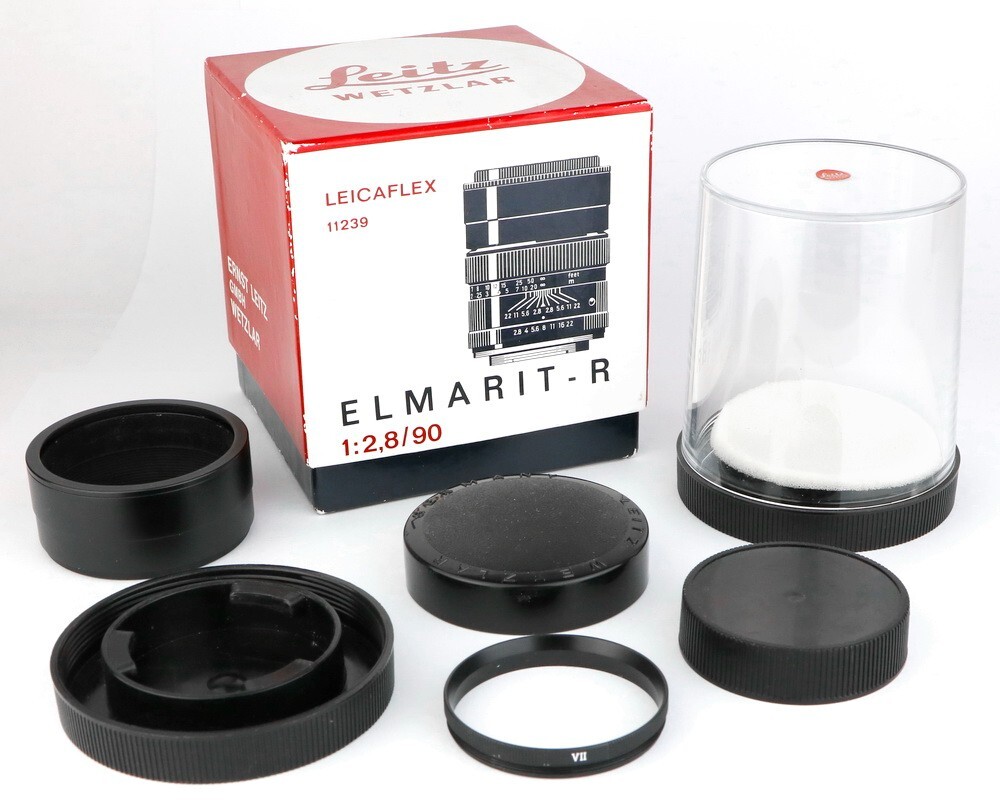LEICA ELMARIT-R 90 90mm f/2.8 empty BOX plus CAPS CASE HOOD RING / GENUINE