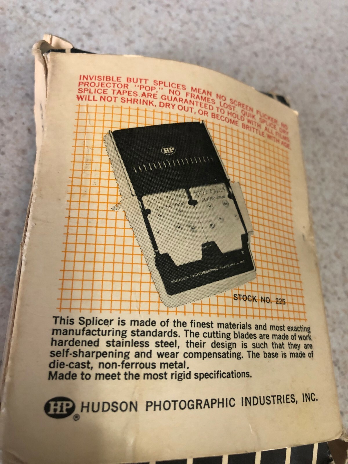 HIP Hudson Photographic Automatic Butt Splicer Movie Film Editor Quik Splice 8mm