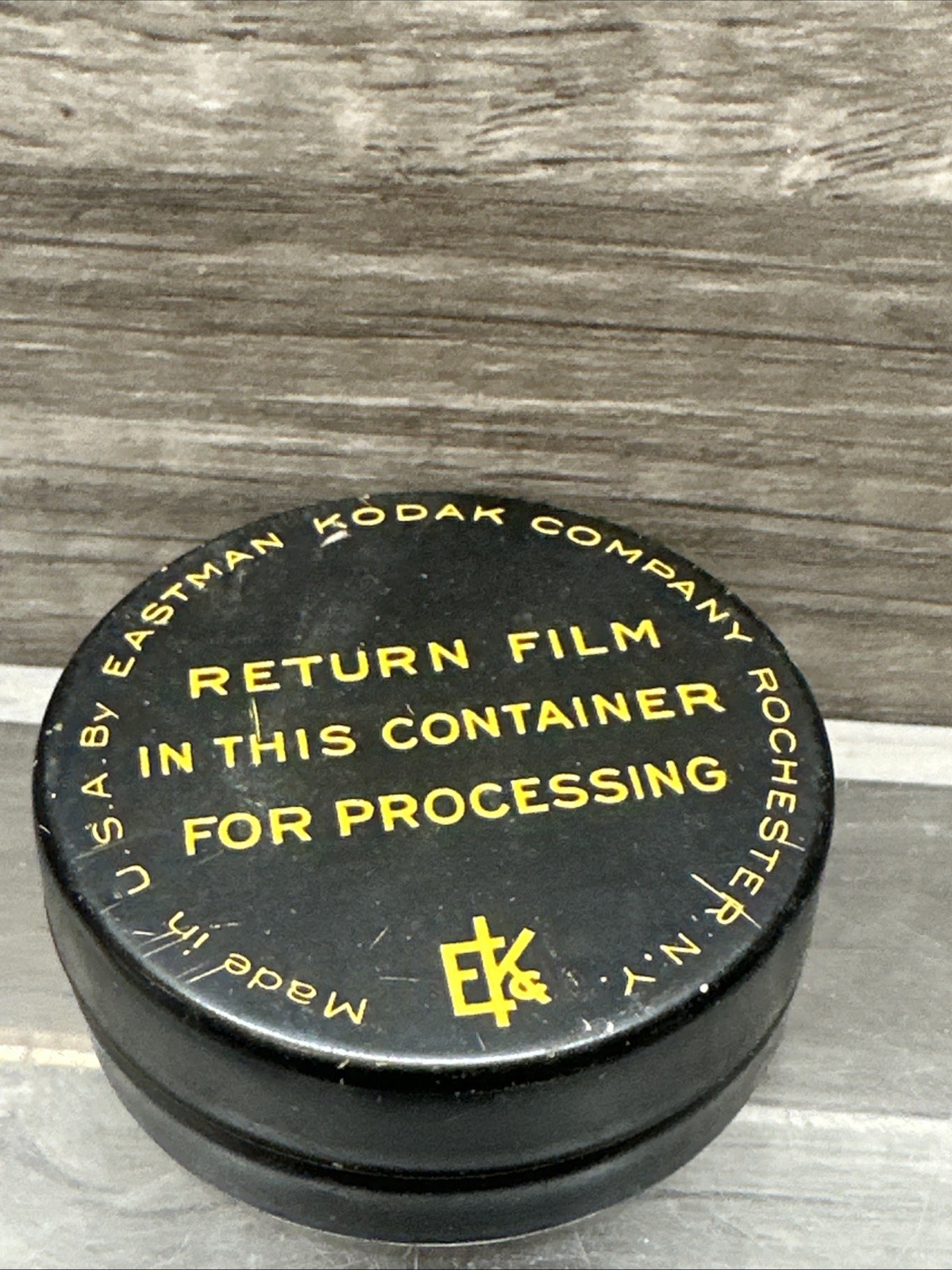 Vintage EASTMAN KODAK Company Round Metal Tin Film RETURN Container Box Holder