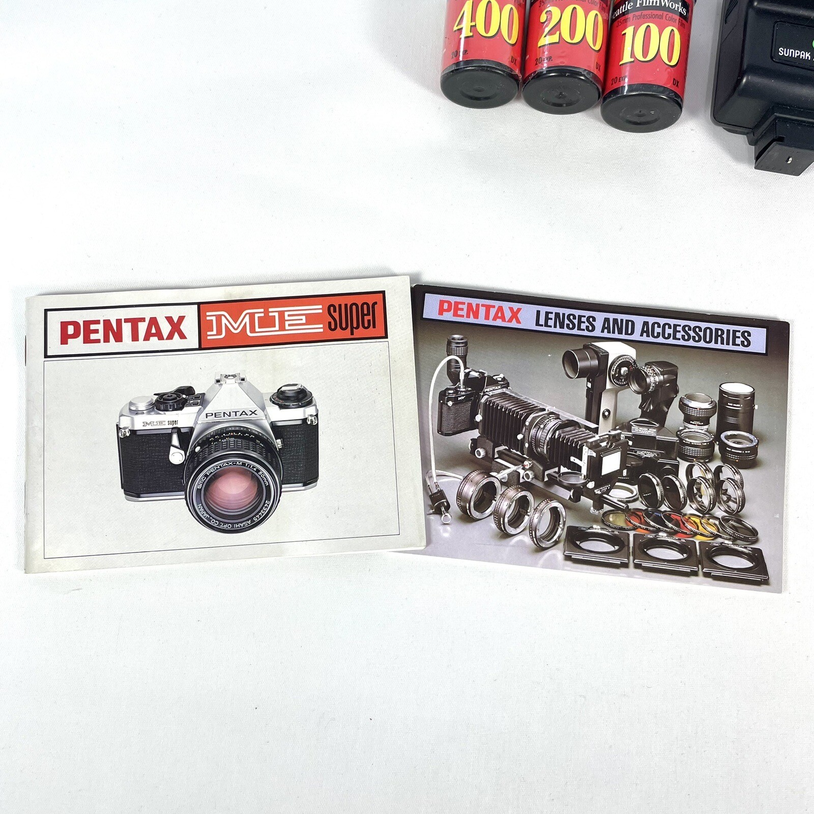 Pentax Camera Parts Lot Winder Flash Lens Film Accessories Untested