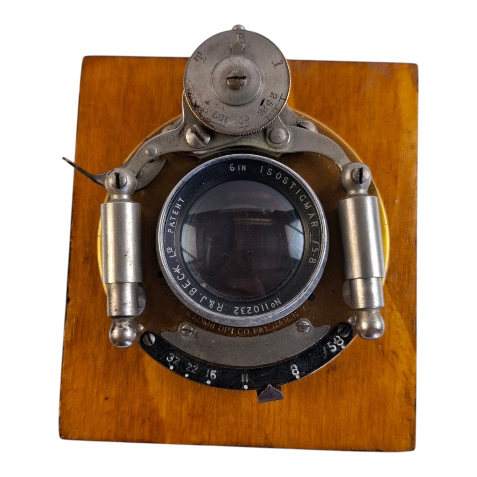 Bausch & Lomb Unicum shutter with an R. & J. Beck 6-inch Isostigmar f/5.8 lens