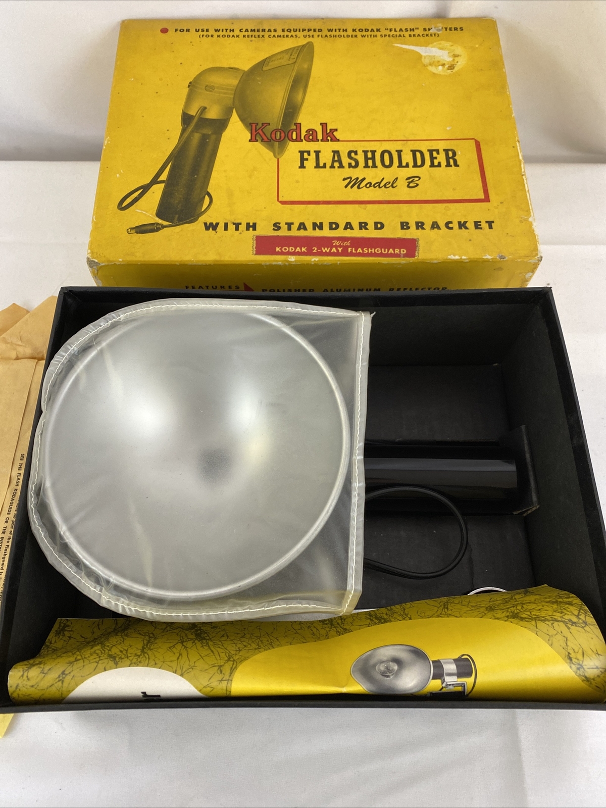 Kodak camera flash holder B w bracket box kodaguide flashguard Untested