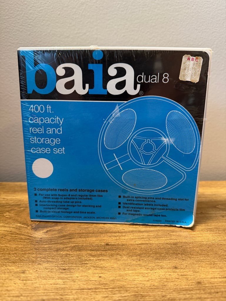 New Baia Dual 8 400ft Reel & Storage Case Set 3-Pack Sealed Super 8 Regular 8mm
