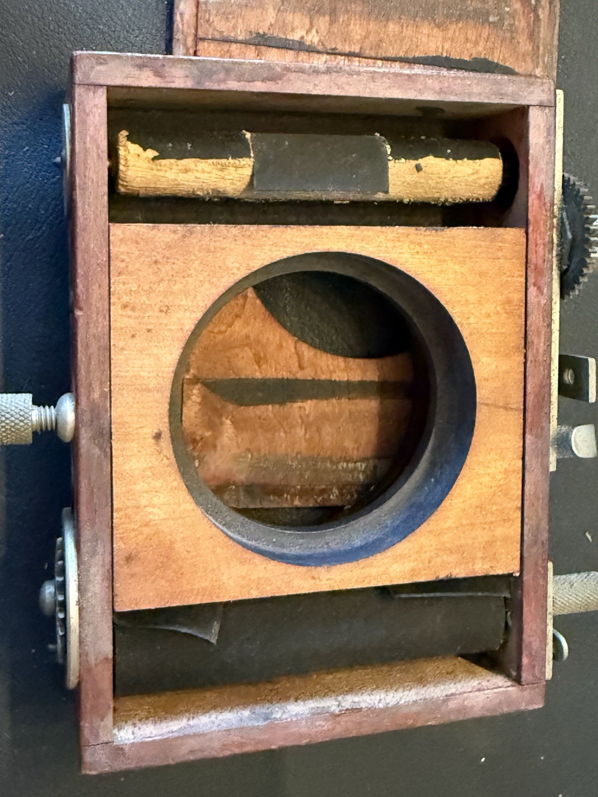 Antique Large Format Camera Roller Blind Shutter Wood Brass c1900 Complete