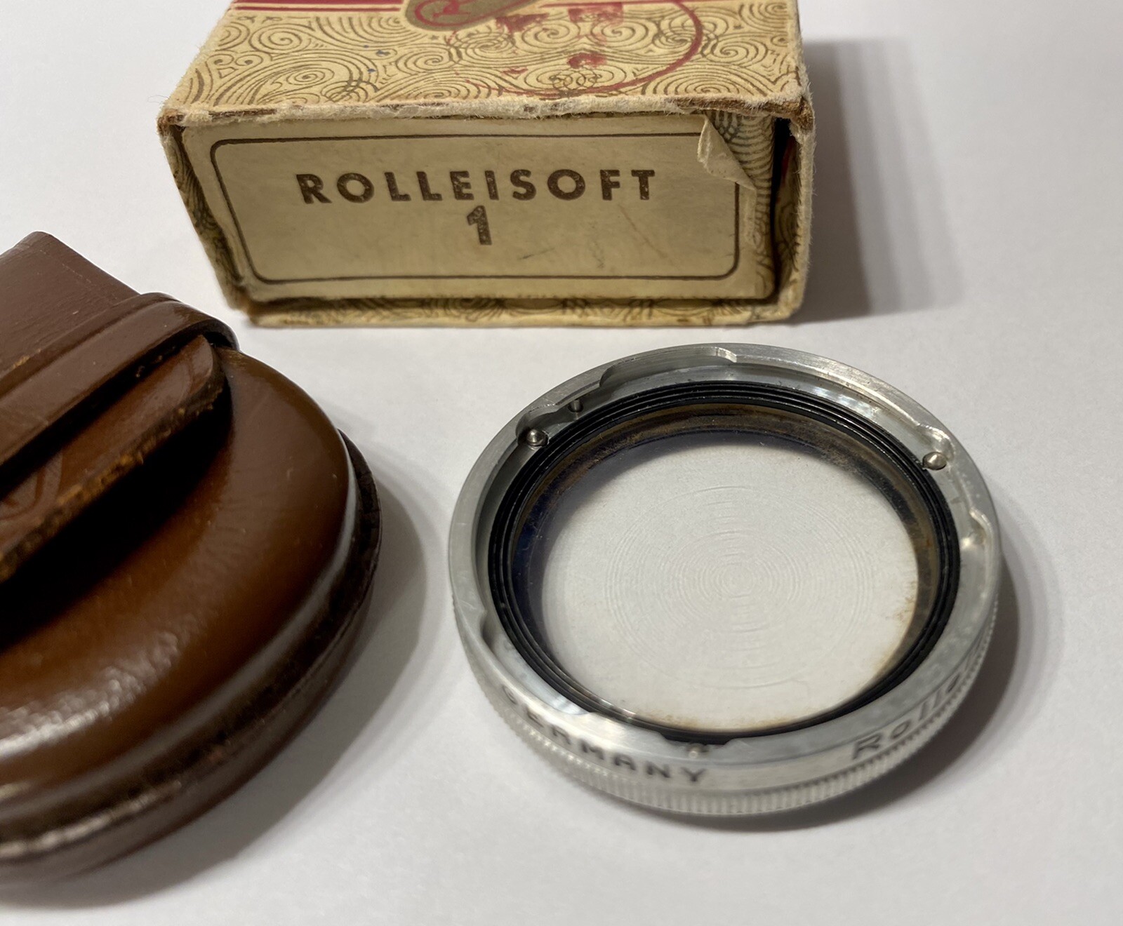 Vintage Rollei Rolleisoft 1 Bay 1 Filter Leather Case & Box Germany R1