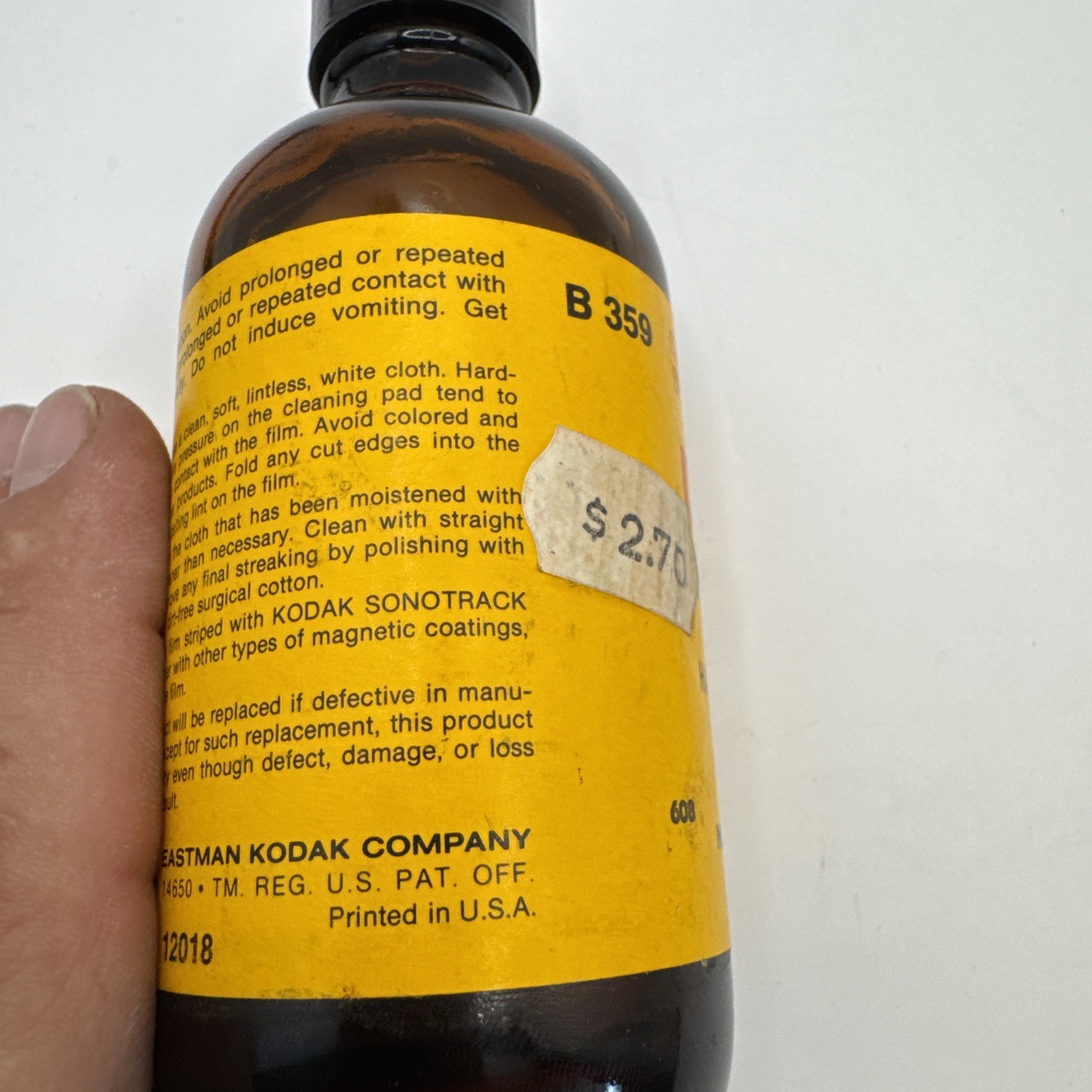 Kodak Film Cleaner 4oz Bottle 3/4 Full Vintage Photography Display