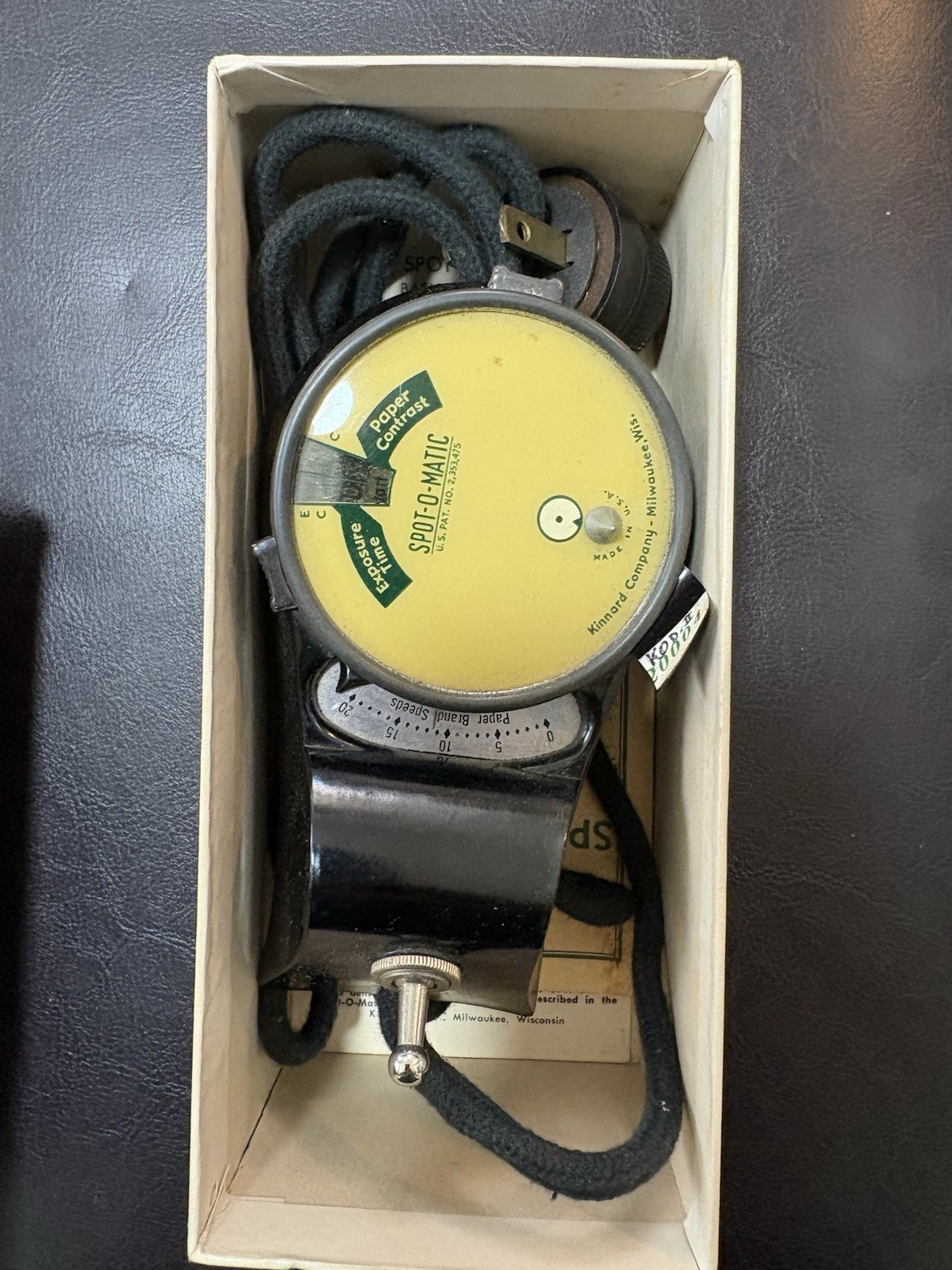 Vintage Spot-O-Matic Enlarging Meter Kinnard Company Milwaukee WI Darkroom Photo