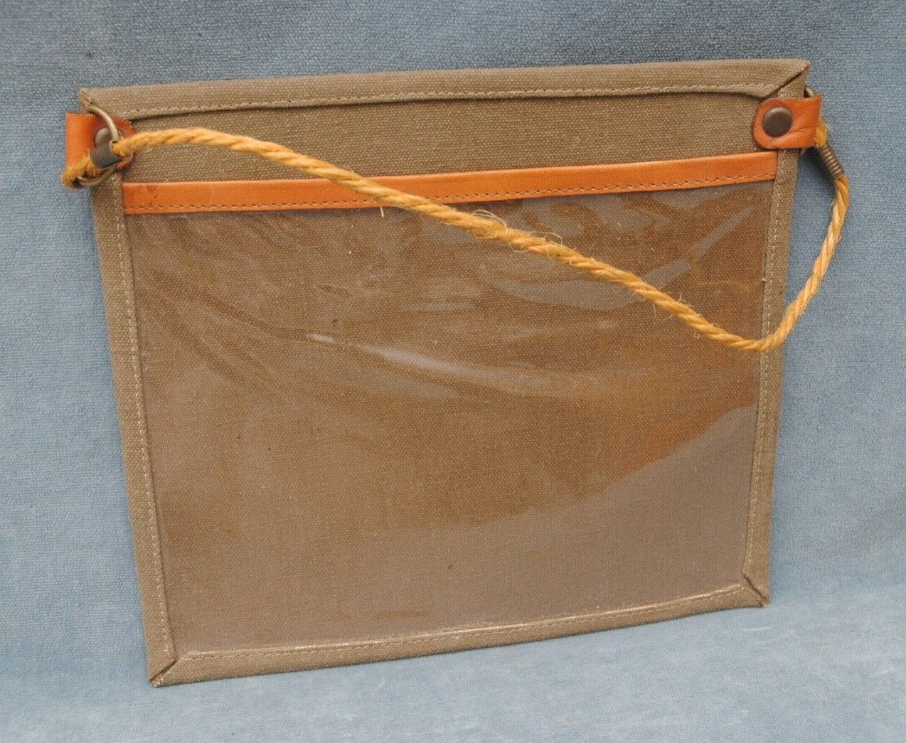 VINTAGE, PERHAPS WWII ERA MILITARY, GREEN CANVAS PRESS PASS HOLDER (PK)