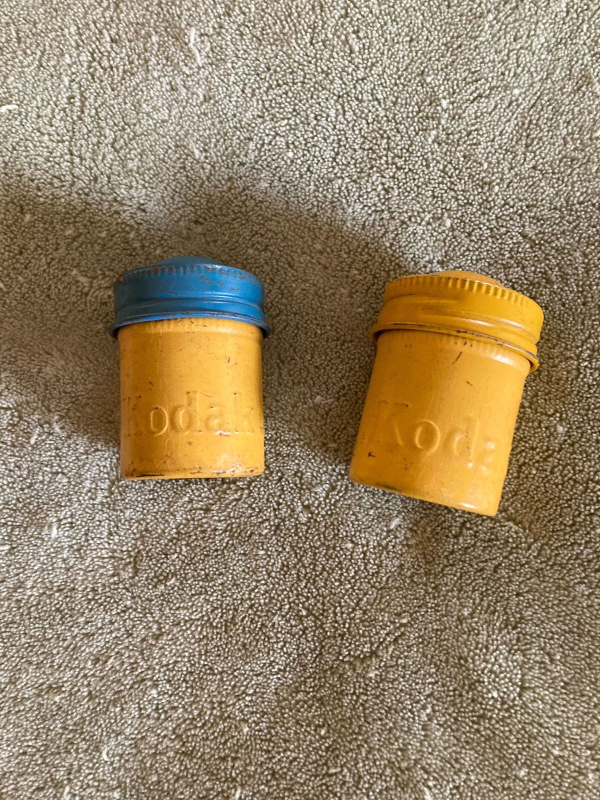 Kodak 35mm Film Roll Embossed Container Lot of 2 Metal Tin Can Canister Vintage