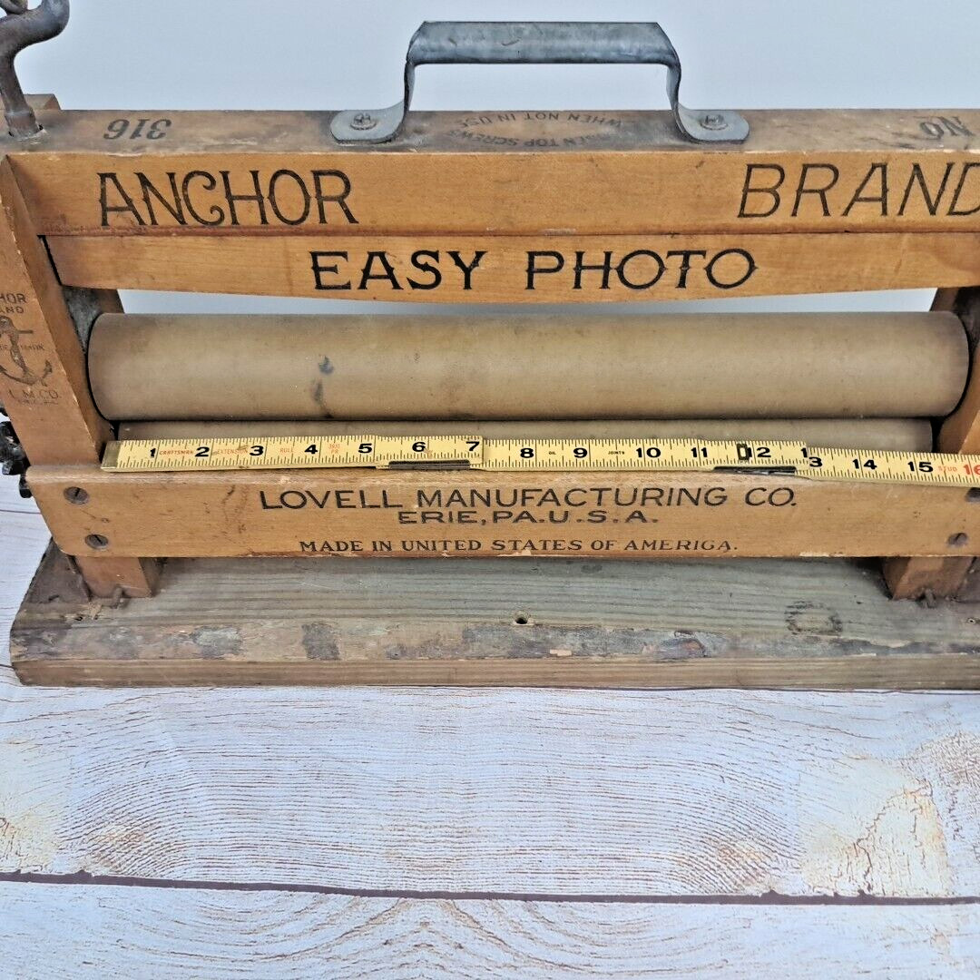 Antique Anchor Brand Easy Photo Wringer 316 Hand-crank Primitive Lovell Erie PA
