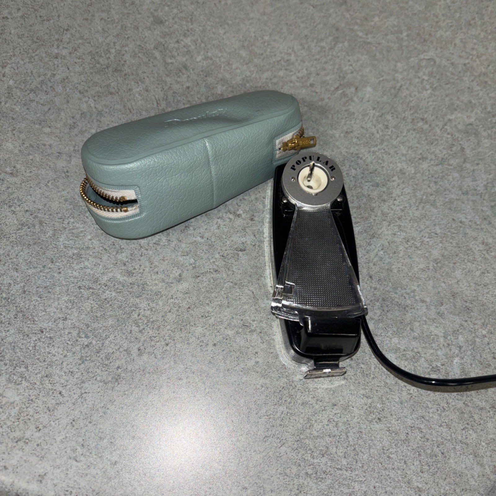 Vintage Popular Camera Folding flash gun With Case Japan b1