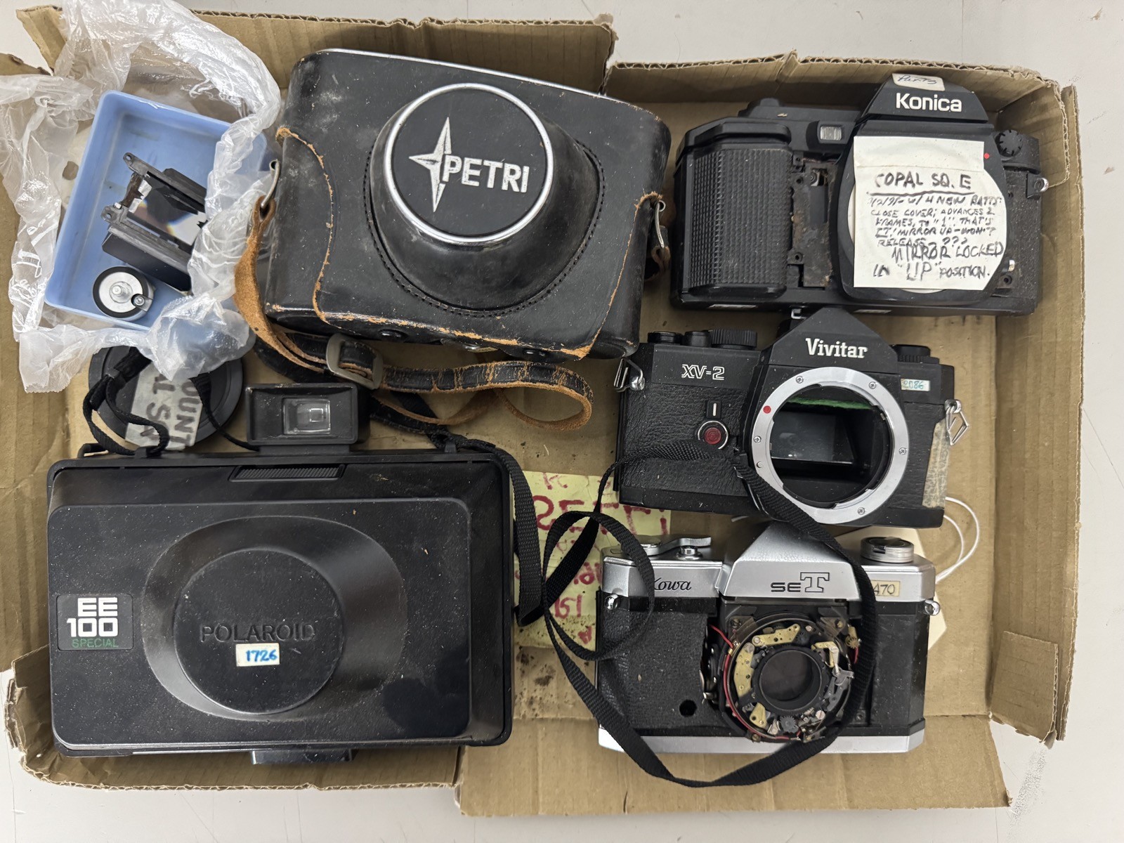 Vintage 35mm & Polaroid Camera Lot – For Parts/Repair Konica Polaroid Petri