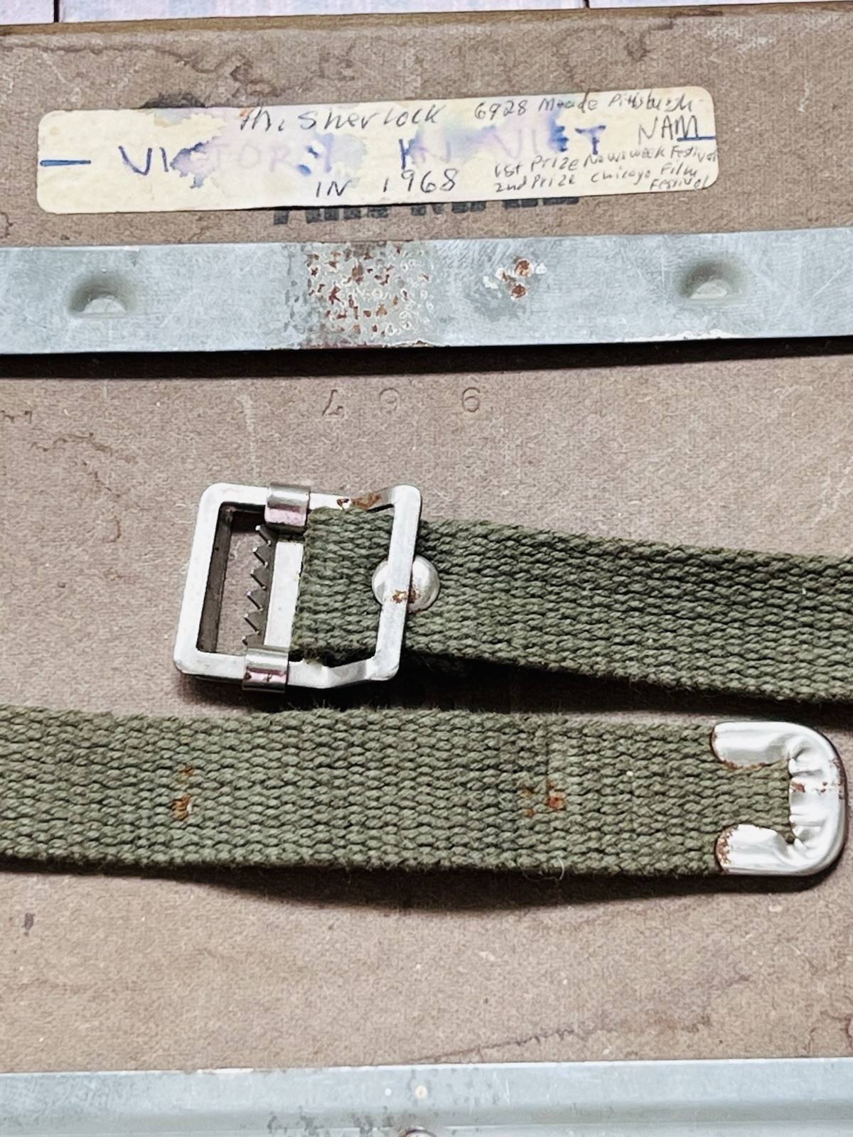 Vintage Compco Film Reel Canister Shipping Box Strap 16mm 400 Feet USA 1968