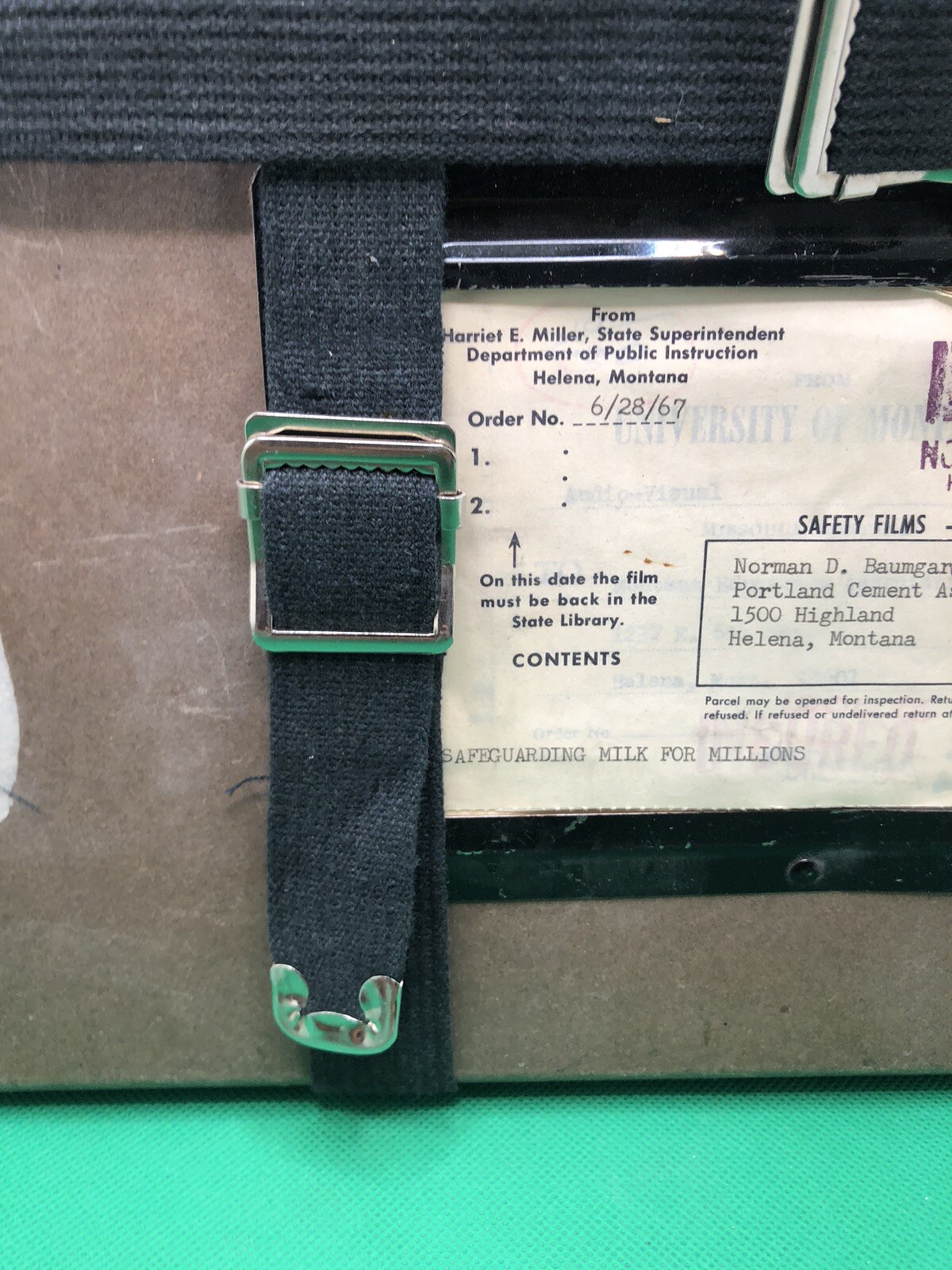 Pair Vintage Film Reel Cases Rough Rider Fiber Shipping Boxes w/ Straps