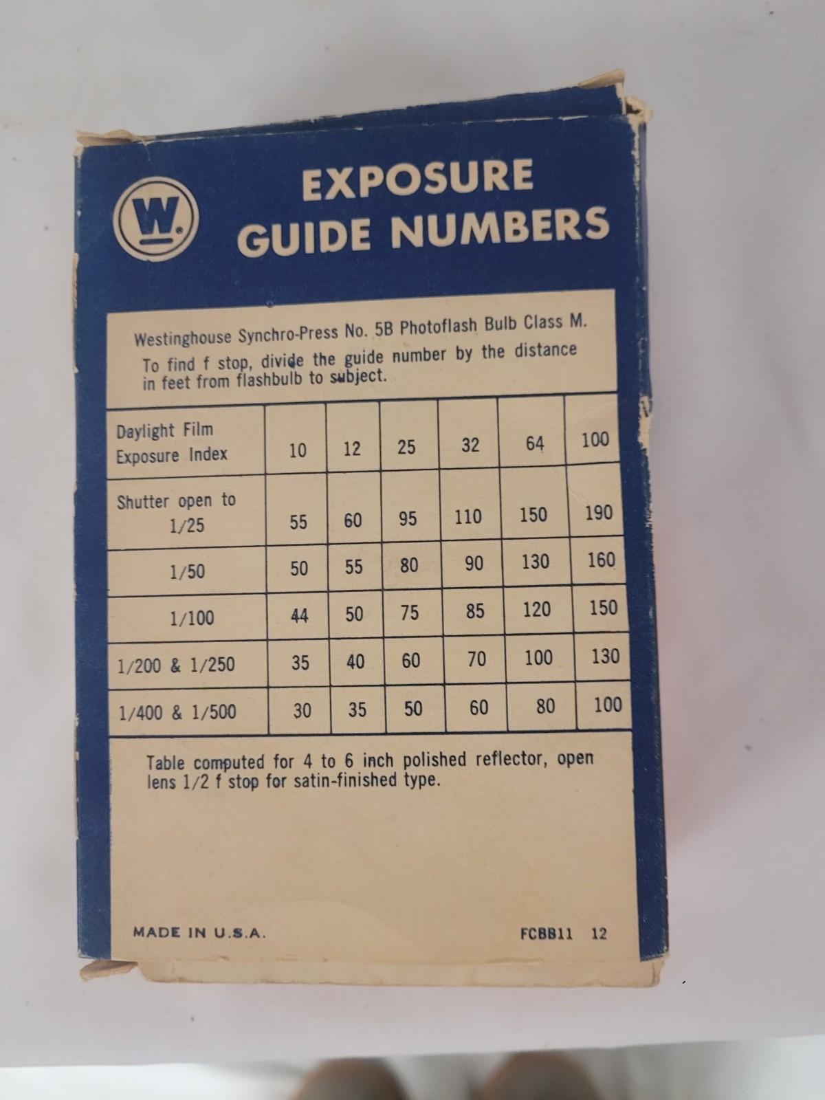 Vintage Flash Bulbs Westinghouse No.5B Class M Original Box 3 Bulbs Unused