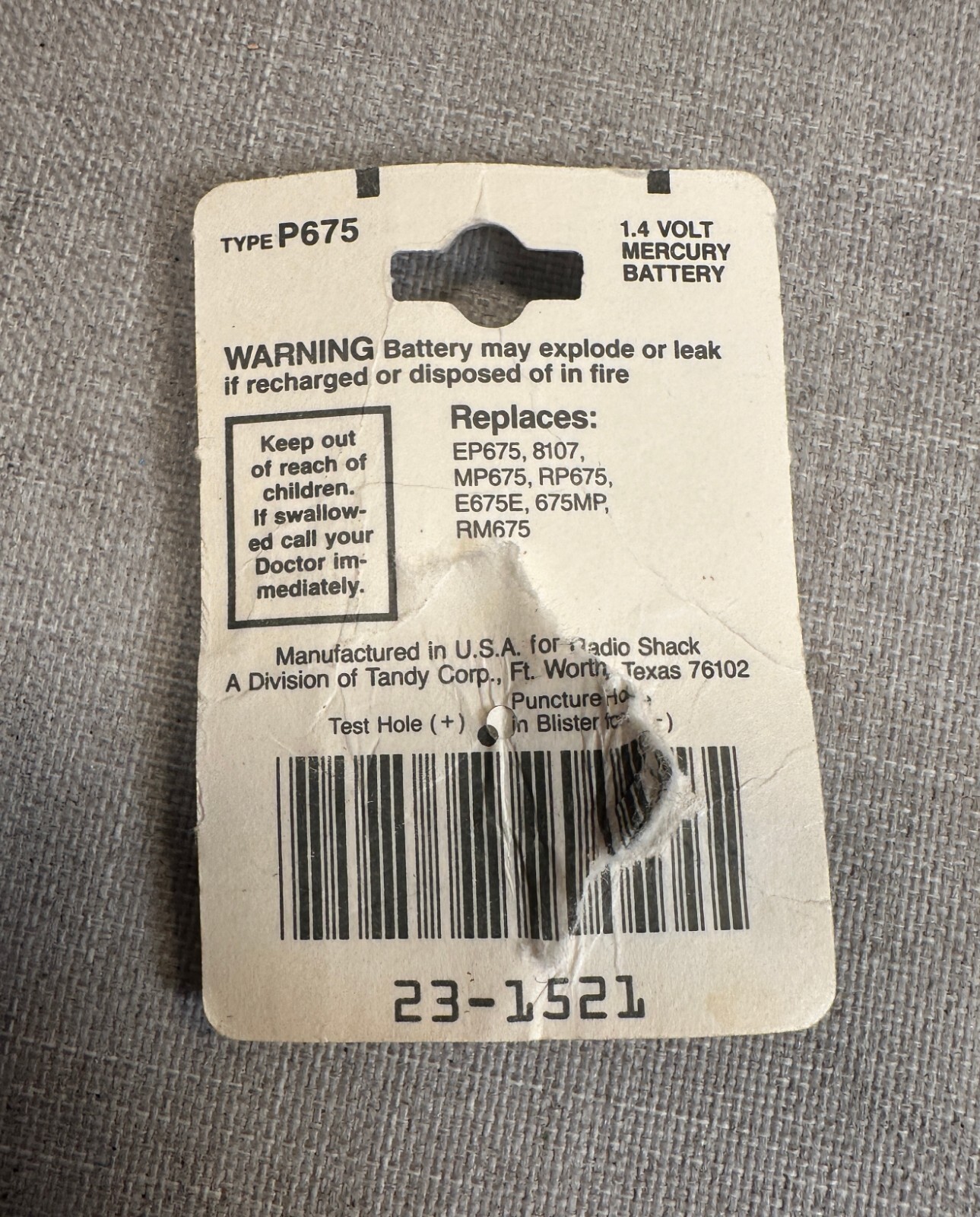 2-Vintage Mercury Batteries Radio Shack Enercell P675 – 23-1521 – Not quite dead