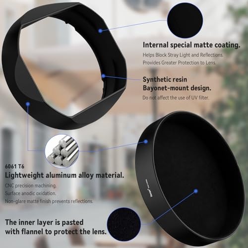 Haoge Square Metal Lens Hood for Panasonic LUMIX S 20-60mm F3.5-5.6 Lens Metal
