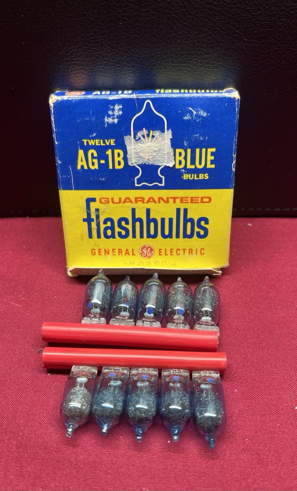 Vintage Camera Flashbulbs GE AG-1B Blue Bulbs, Box Had 12 Only 10 Left