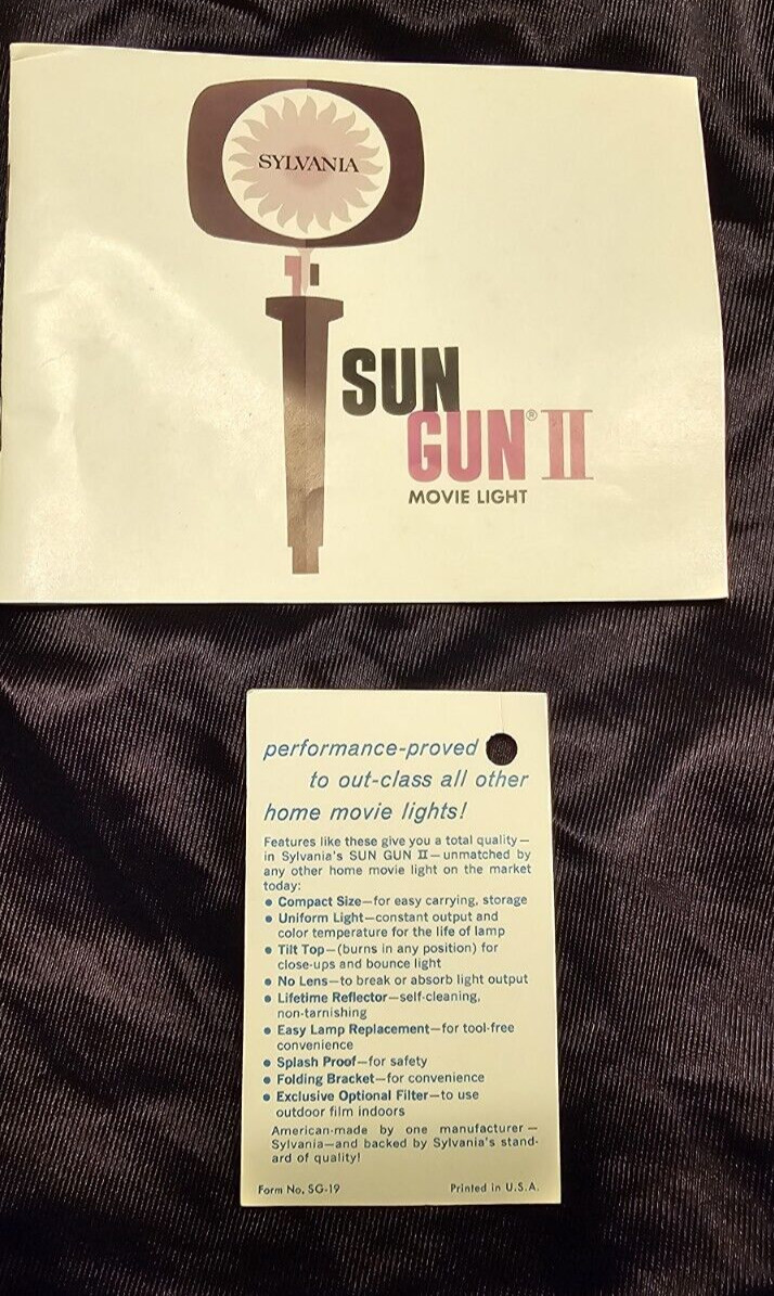 SYLVANIA Vintage Sun Gun II Movie Camera Light Model SG-55 with Original Box