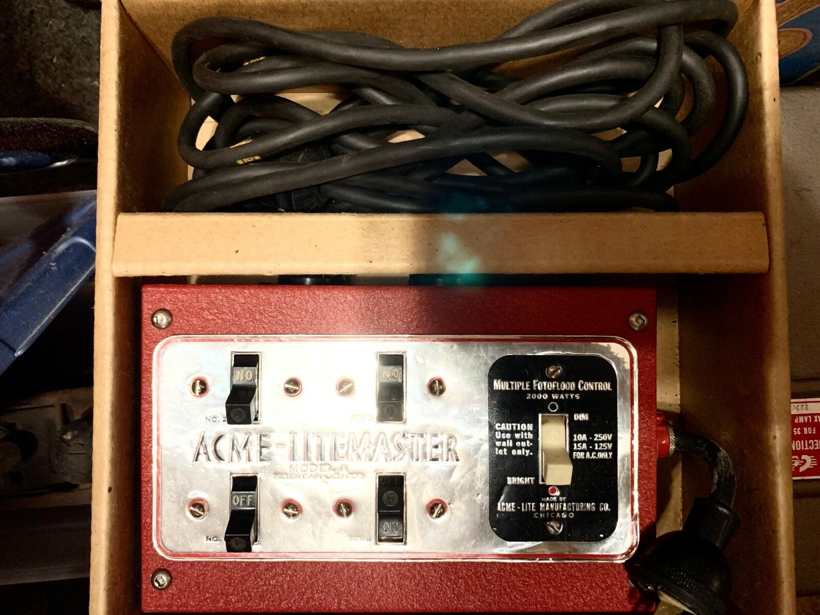 VINTAGE ACME Litemaster FotoFlood Control CHICAGO LIGHT FLASH Photography RARE