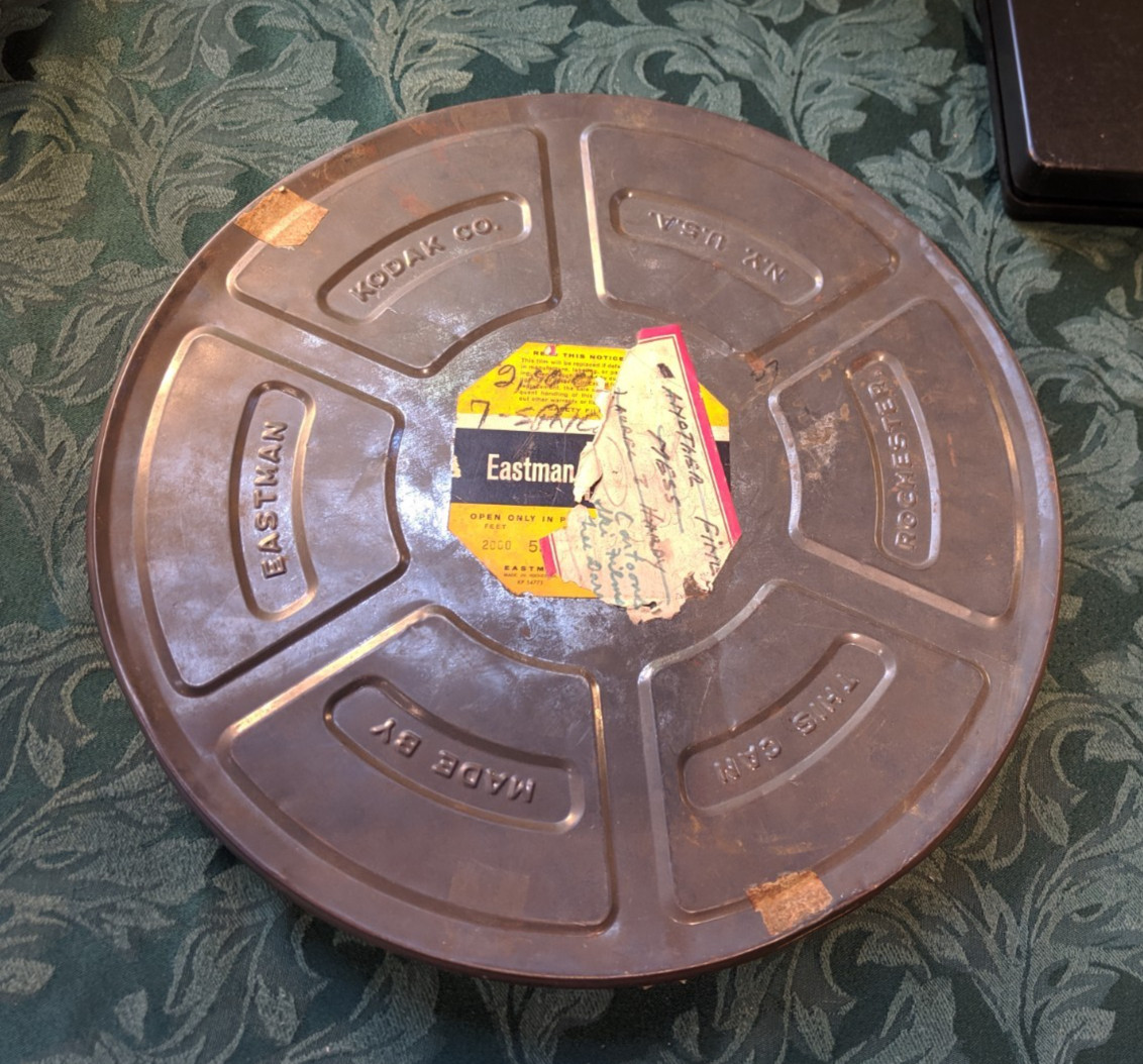 Vintage Eastman Kodak metal 35mm movie film canister 14″