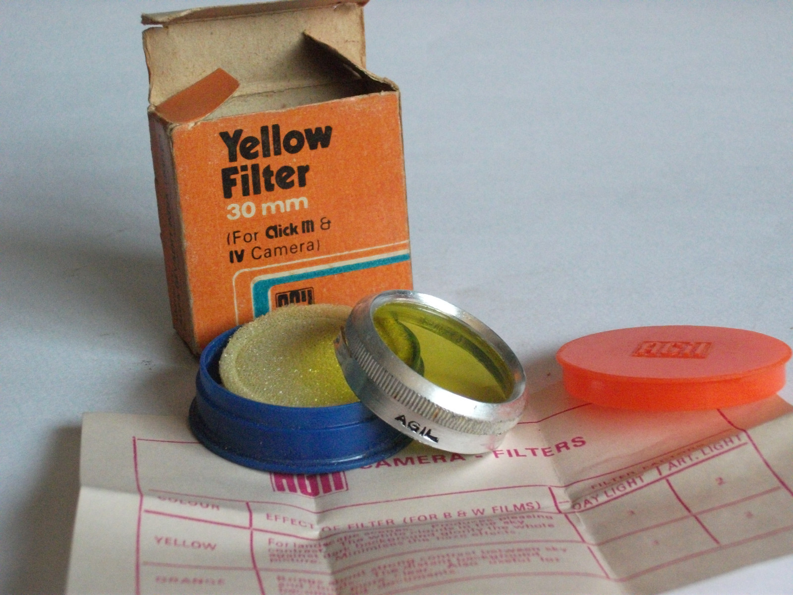 Rare India Made Agfa Gevaert 30mm Yellow Filter fr Agfa Click III / IV Cameras