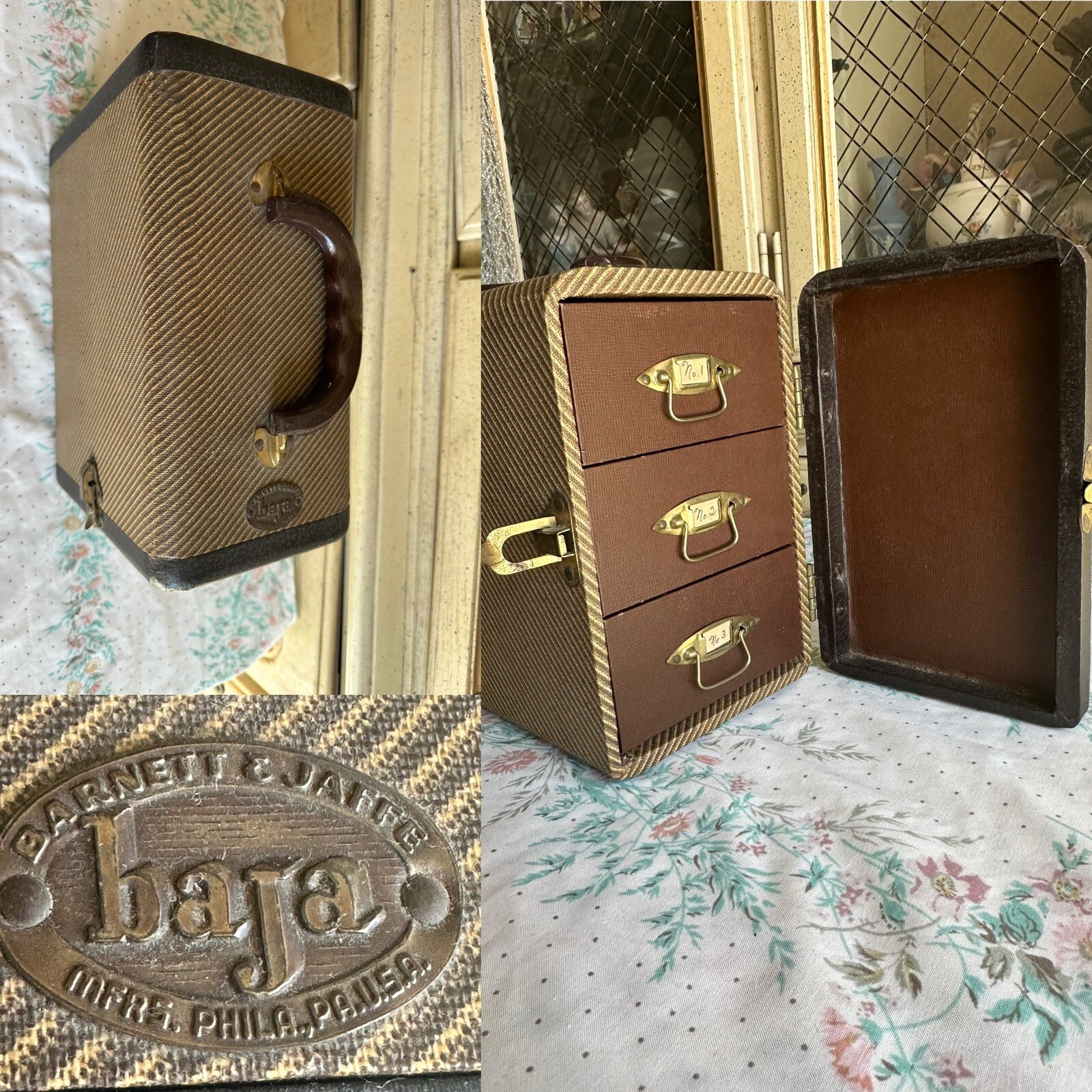 VINTAGE BARNETT & JAFFE BAJA USA Suite Case SLIDE 3 Drawer Holder