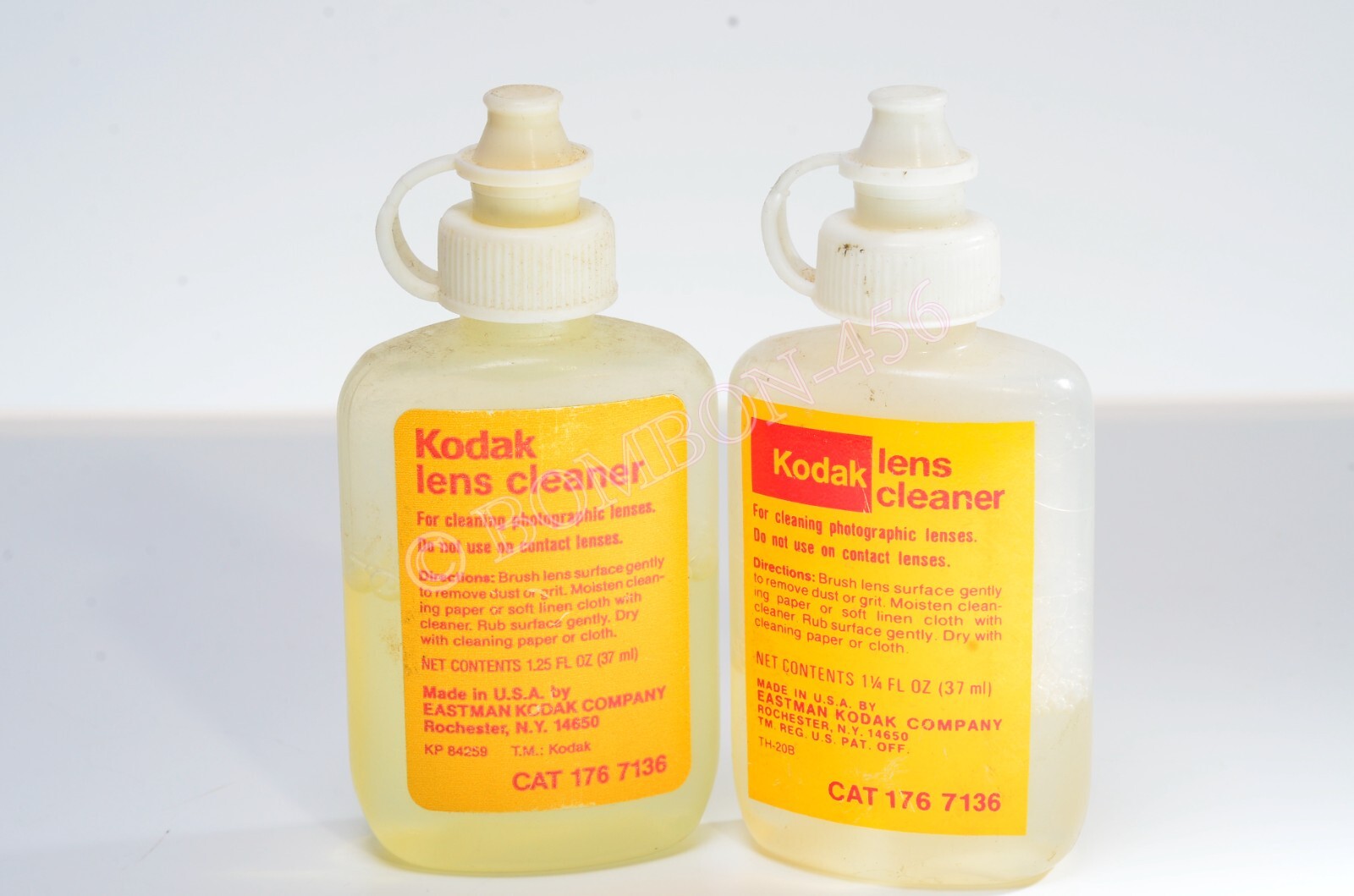 Vintage Kodak Lens Cleaner Original USA Bottle Dispenser 2 PARTIAL BOTTLES