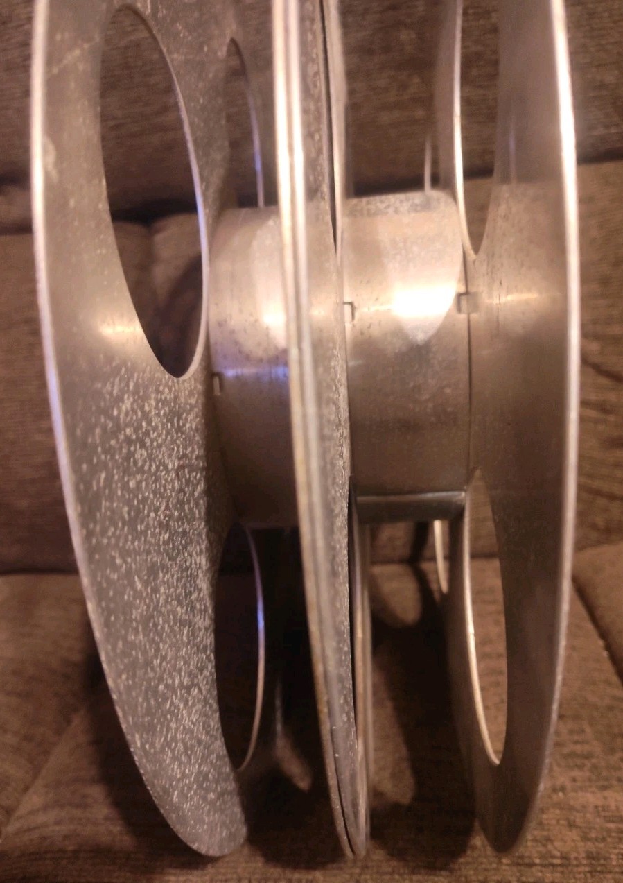 Lot Of 2 35MM Aluminum Goldberg Brothers Bros Film Reels 13 3/4″ Dia. Fixed HUB